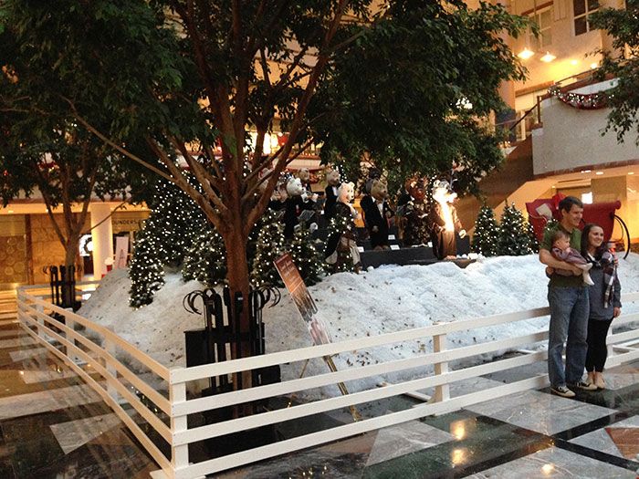 Family at Founders Hall bears