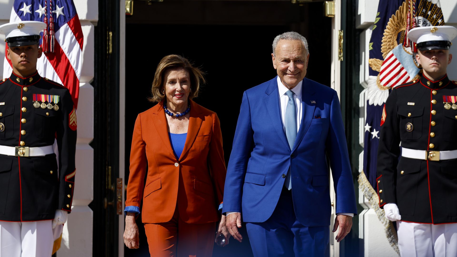 Speaker of the House Nancy Pelosi (D-CA) and Senate Majority Leader Chuck Schumer (D-NY)