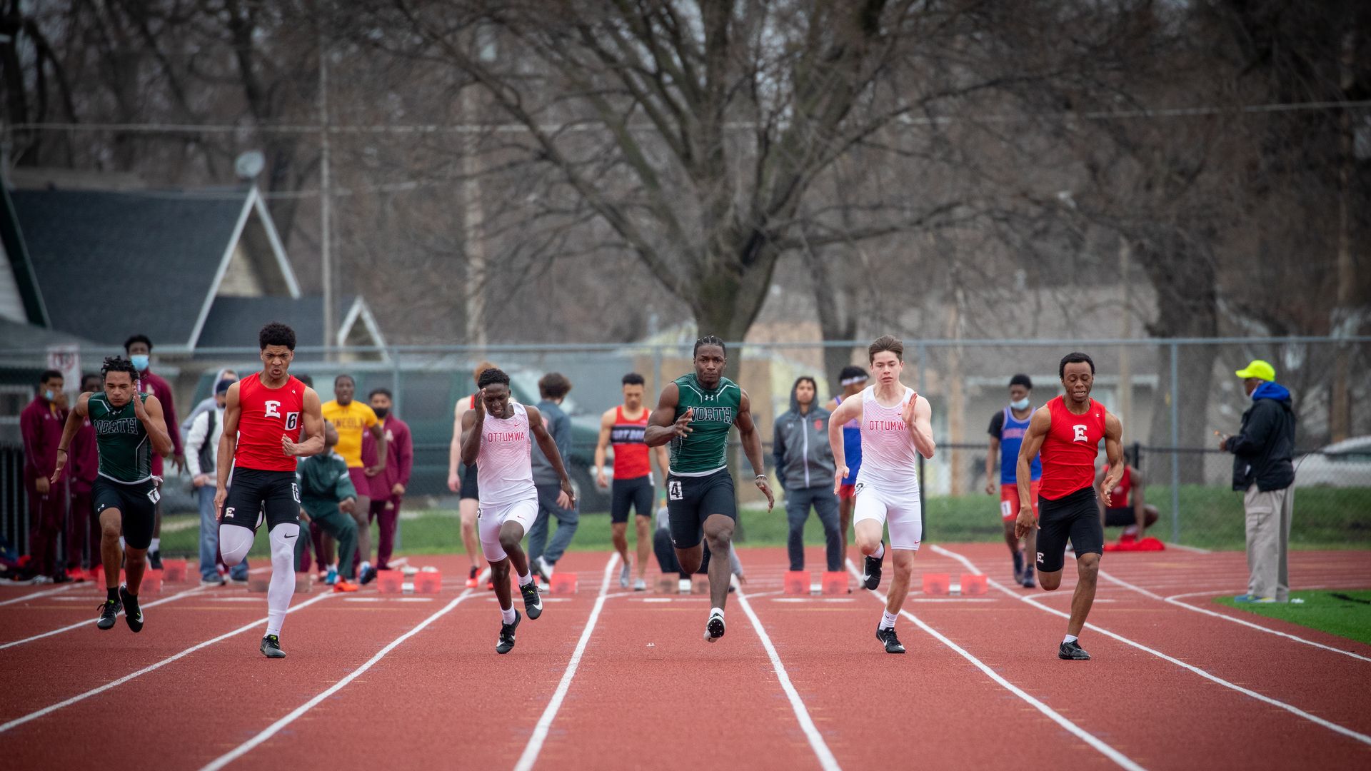High school students in central Iowa compete in track and field.
