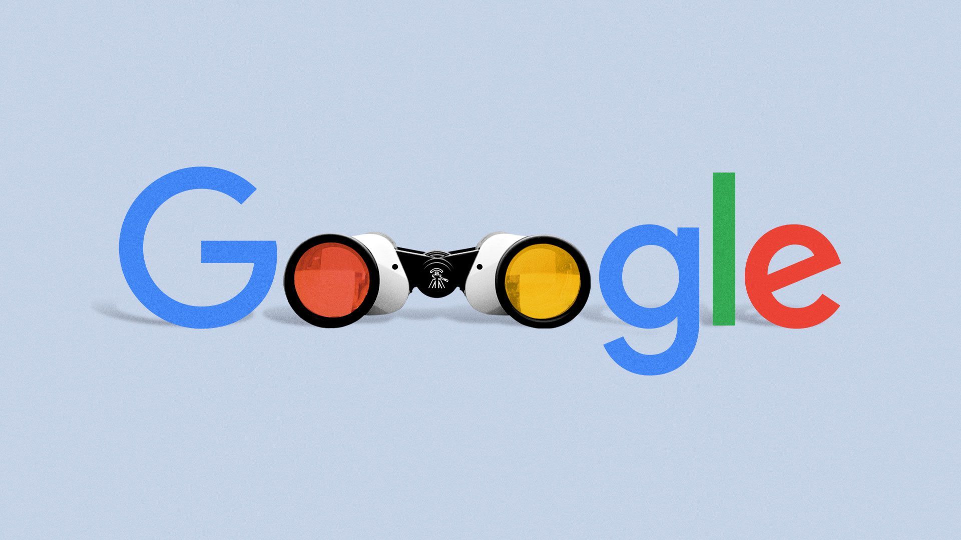 Illustration of Google logo with binoculars for the “O O”