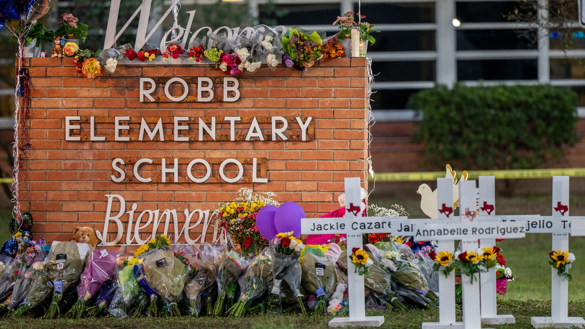 A memorial at Robb Elementary in Uvalde