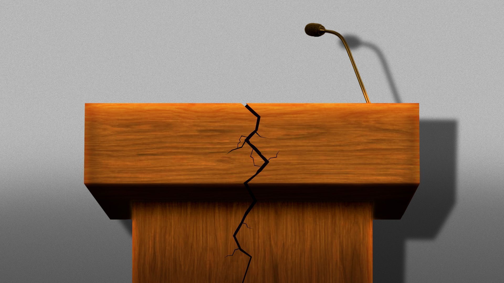 Illustration of lectern with a crack down the middle. 