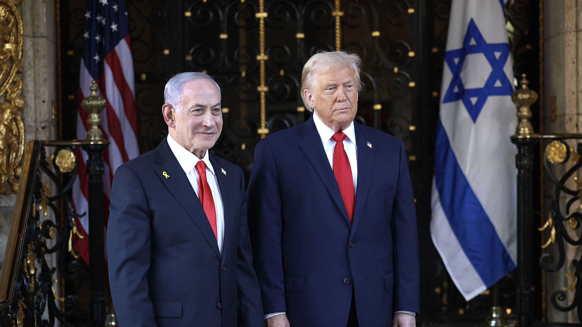 Israeli Prime Minister Benjamin Netanyahu and President Trump meet at Mar-a-Lago in December.