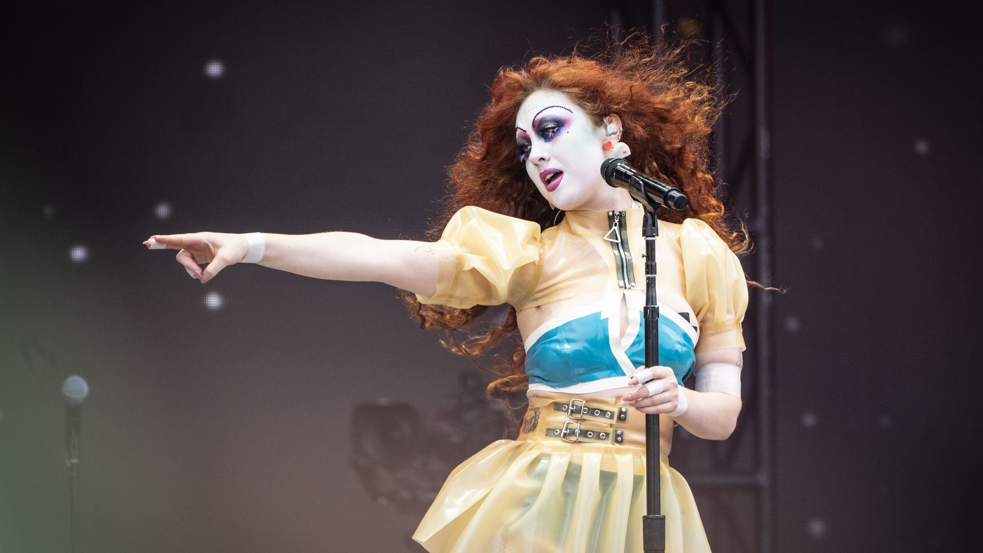 Chappell Roan performs on stage. 