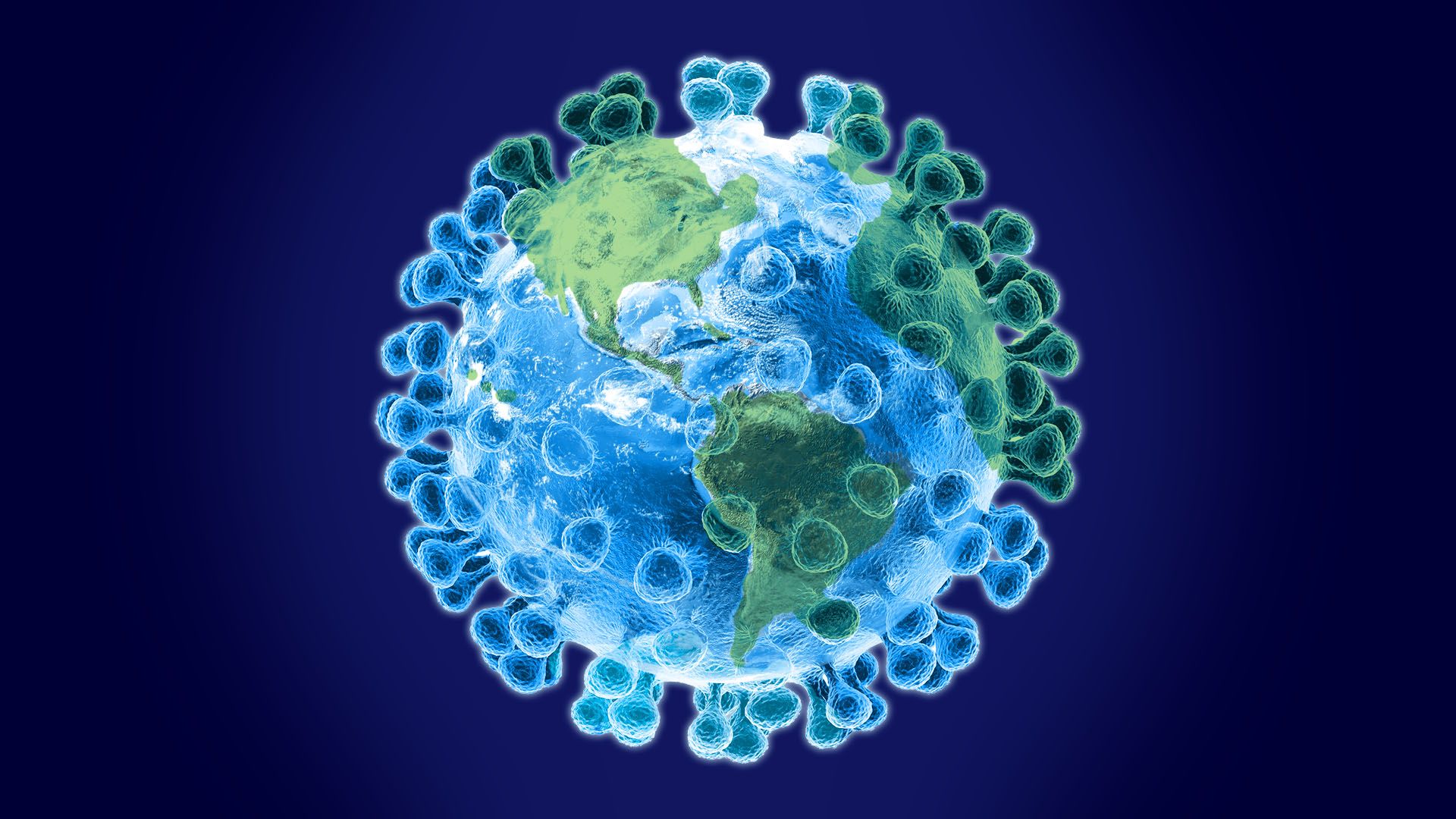 Illustration of the Earth in the shape of virus.
