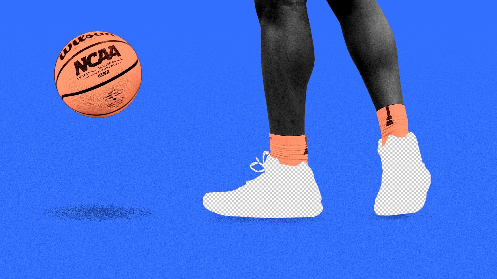 Illustration of Zion Williamson's shoes as empty backgrounds.