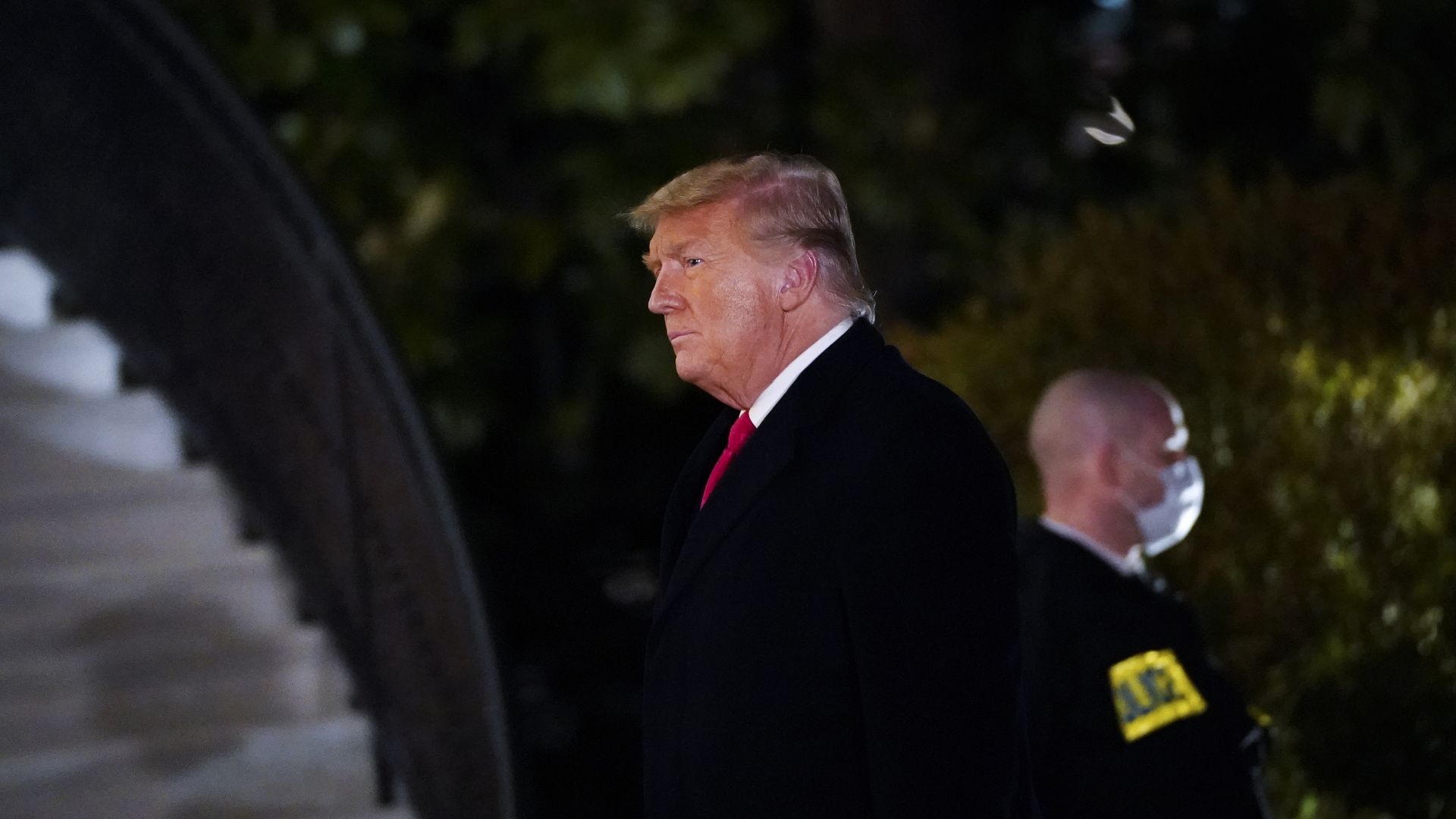 A photo of President Donald Trump on the grounds of the White House