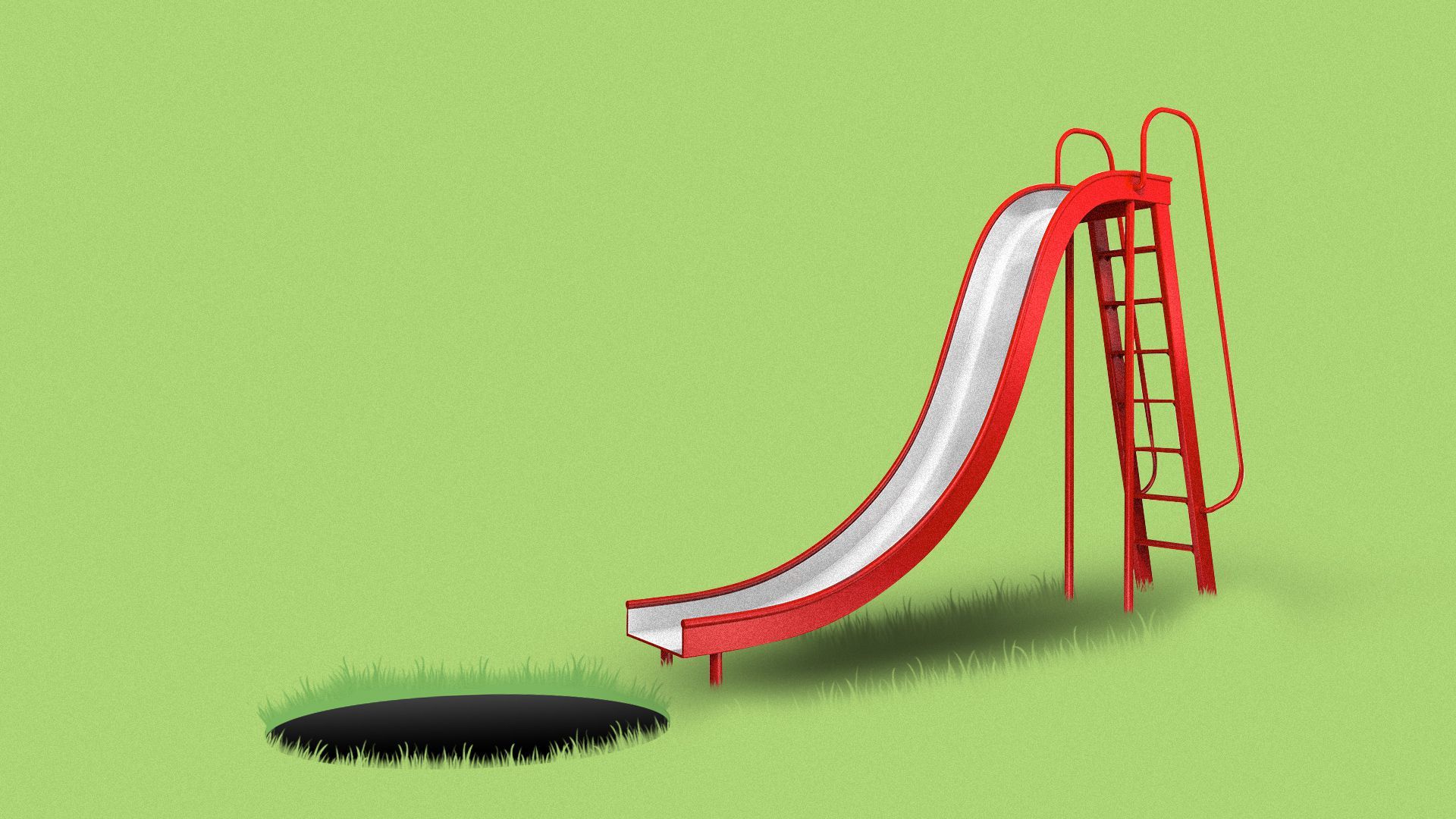 Illustration of a playground slide with a hole at the bottom of the slide part