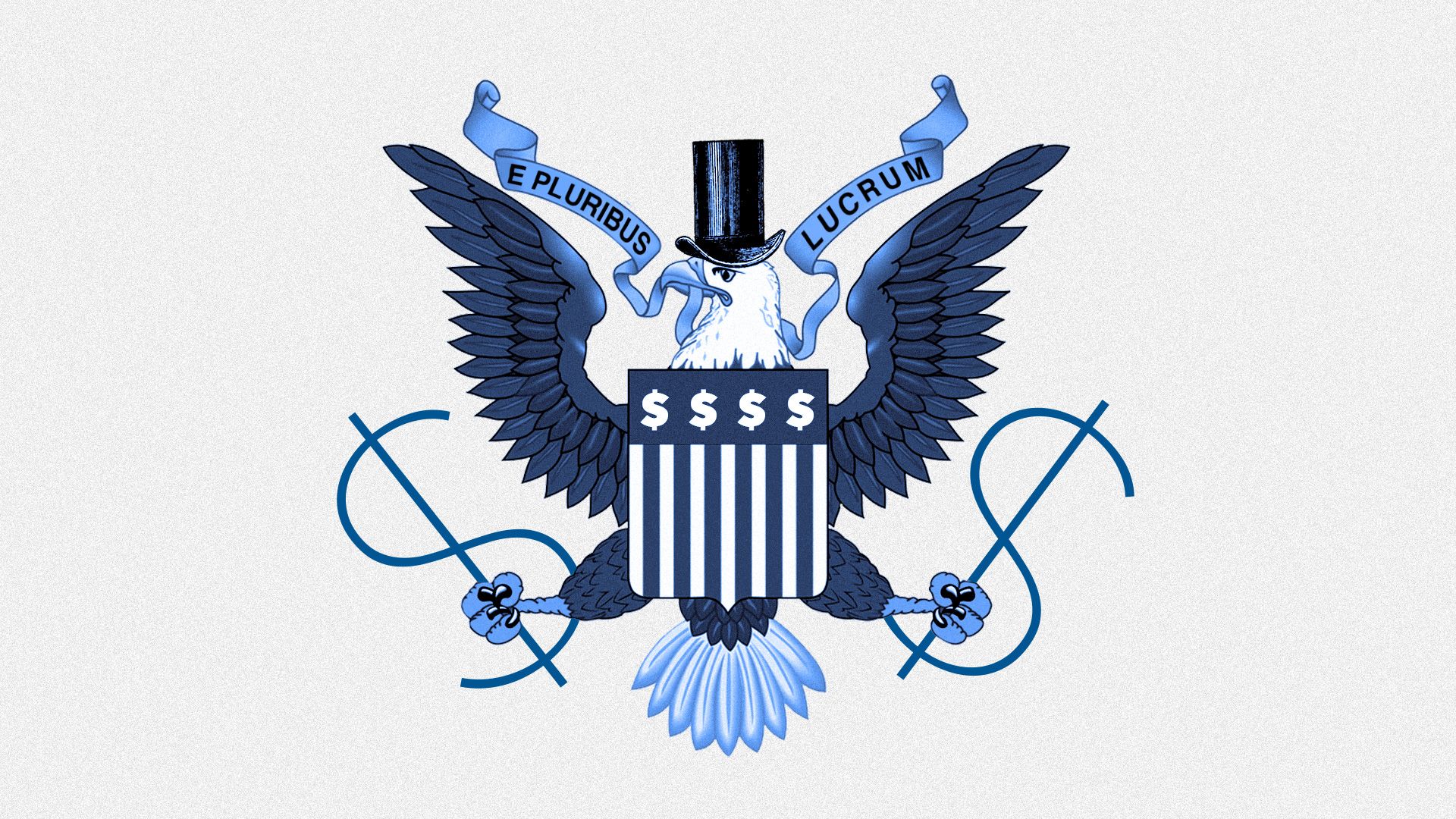 The Eagle from the seal of the United States holding dollar symbols in its claws