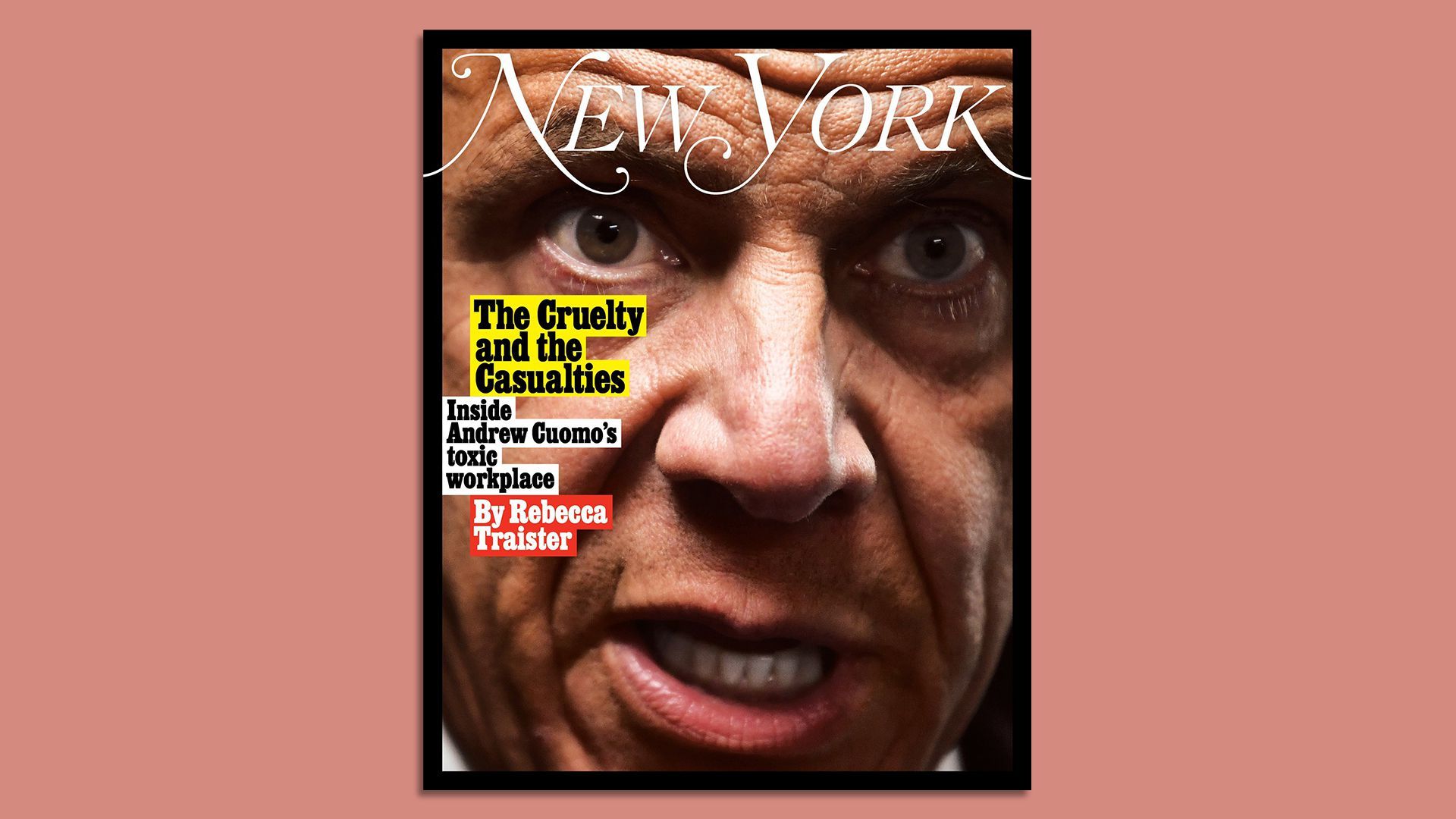 Picture of the cover of New York Magazine with a close up of Andrew Cuomo's face