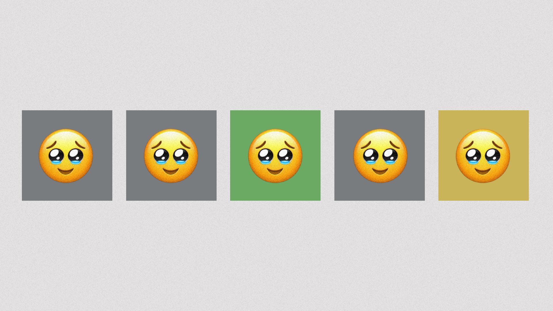 Illustration of teary-eyed smiling emojis in each Wordle square