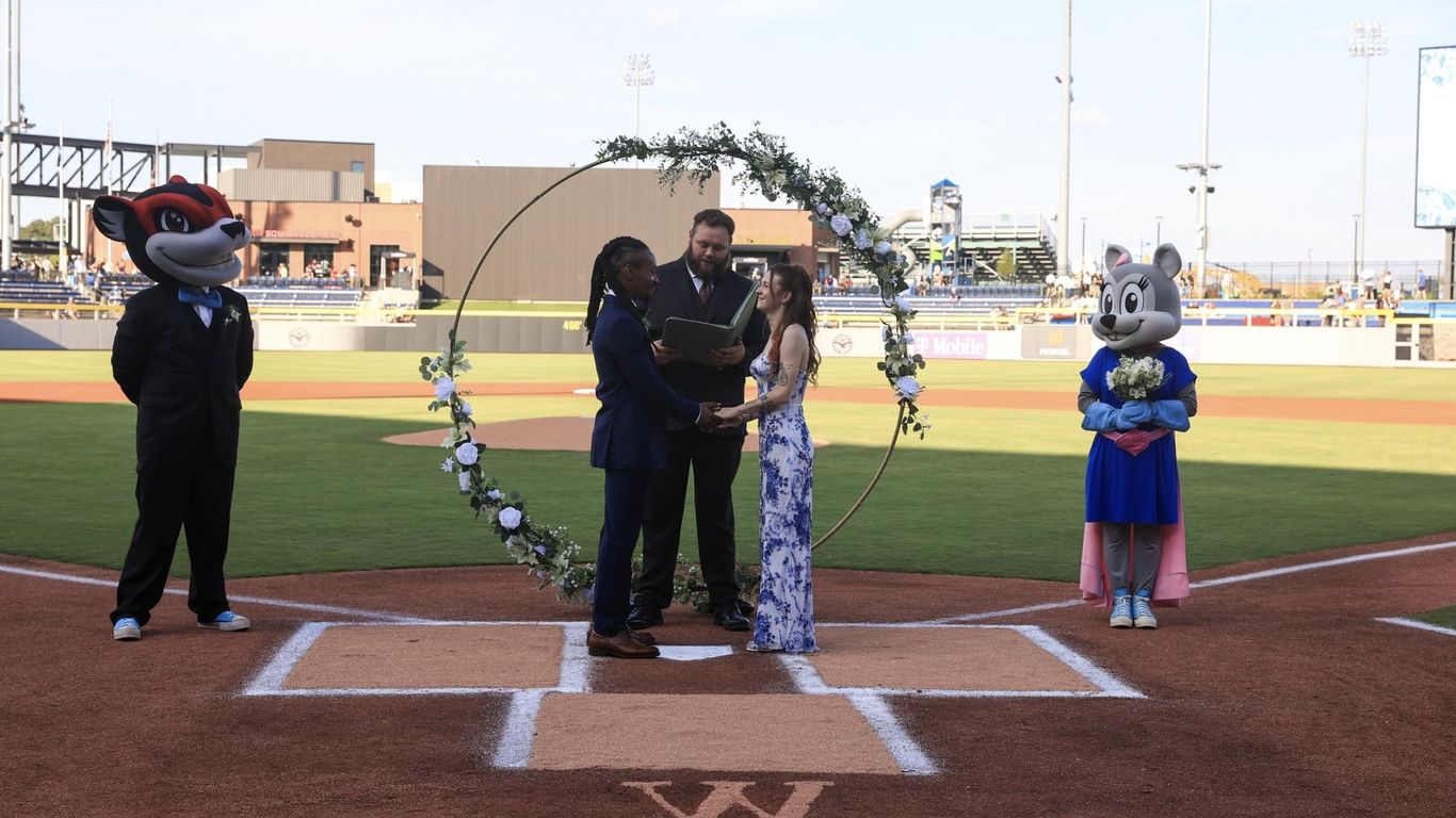 Richmond couple marries at CarMax Park's first wedding