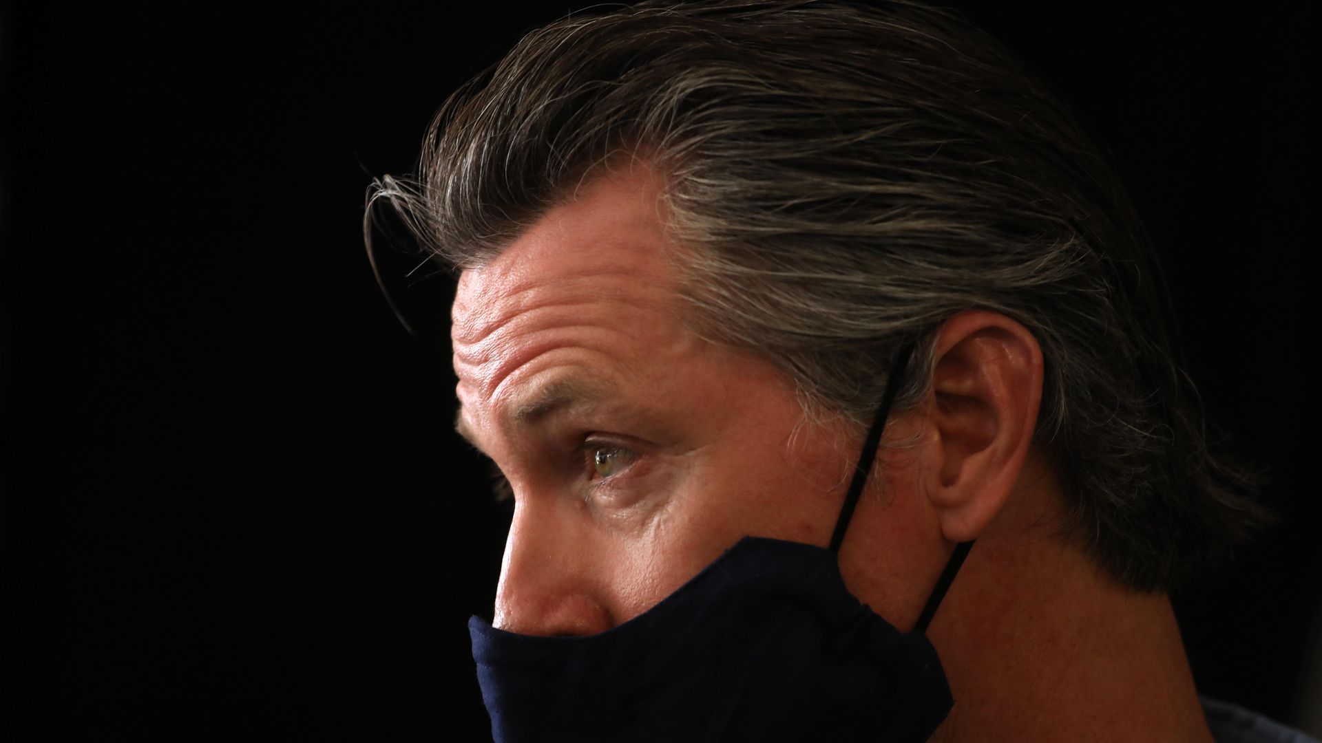 Gavin Newsom wearing a face mask