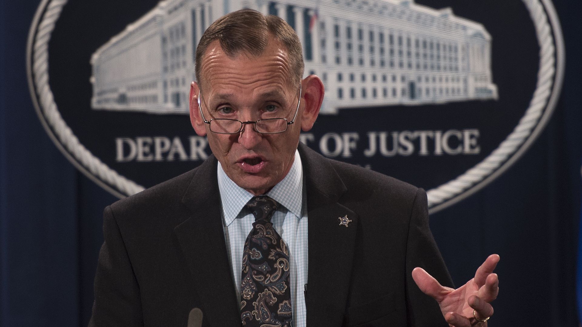 irector of the US Secret Service Randolph Alles speaks during a press conference at the Department of Justice