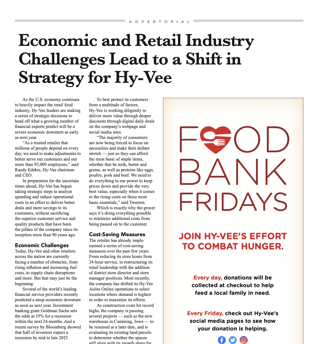 A portion of the advertisement ran by Hy-Vee