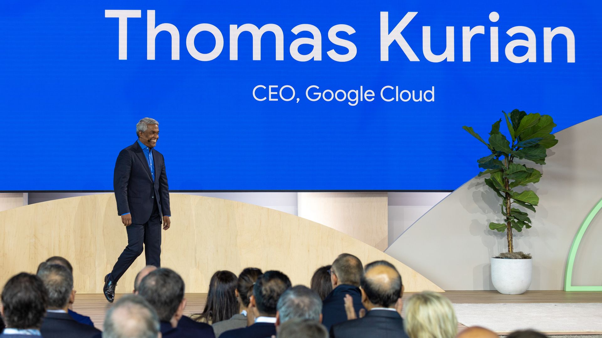 Google Cloud CEO Thomas Kurian, speaking at an event.