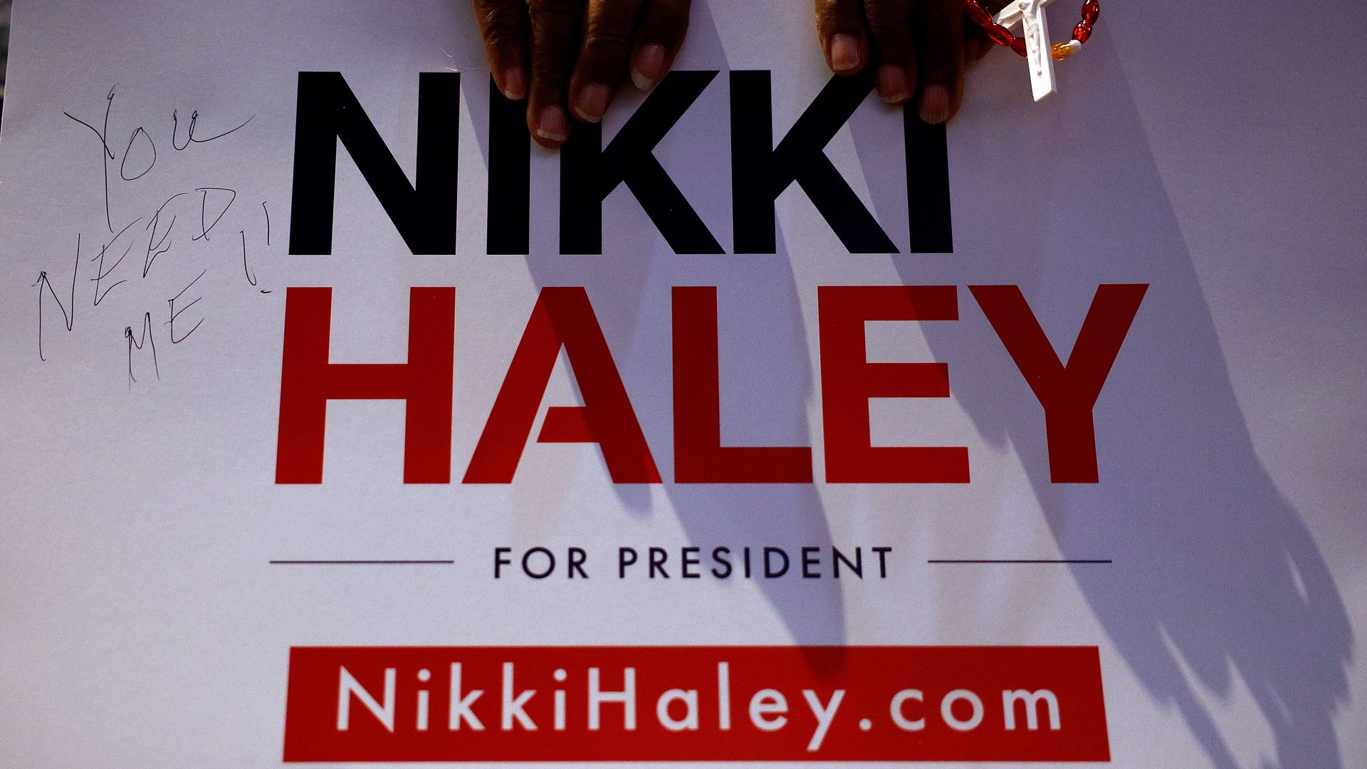 A campaign sign at a Nikki Haley rally Feb. 26 in Minnesota. Minnesota holds its primary election on March 5. Photo: David Berding/Getty Images
