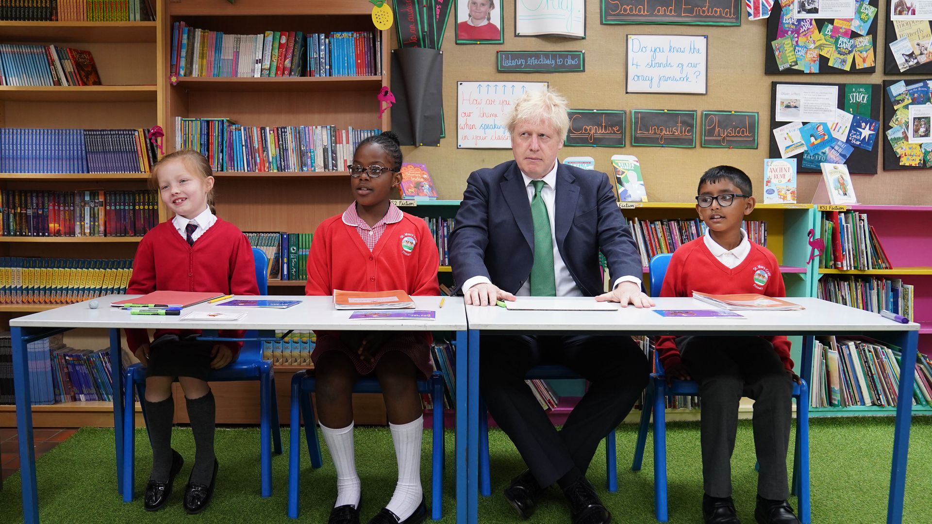 Prime Minister Boris Johnson during a visit to St Mary Cray Primary Academy, to see how they are delivering tutoring to help 