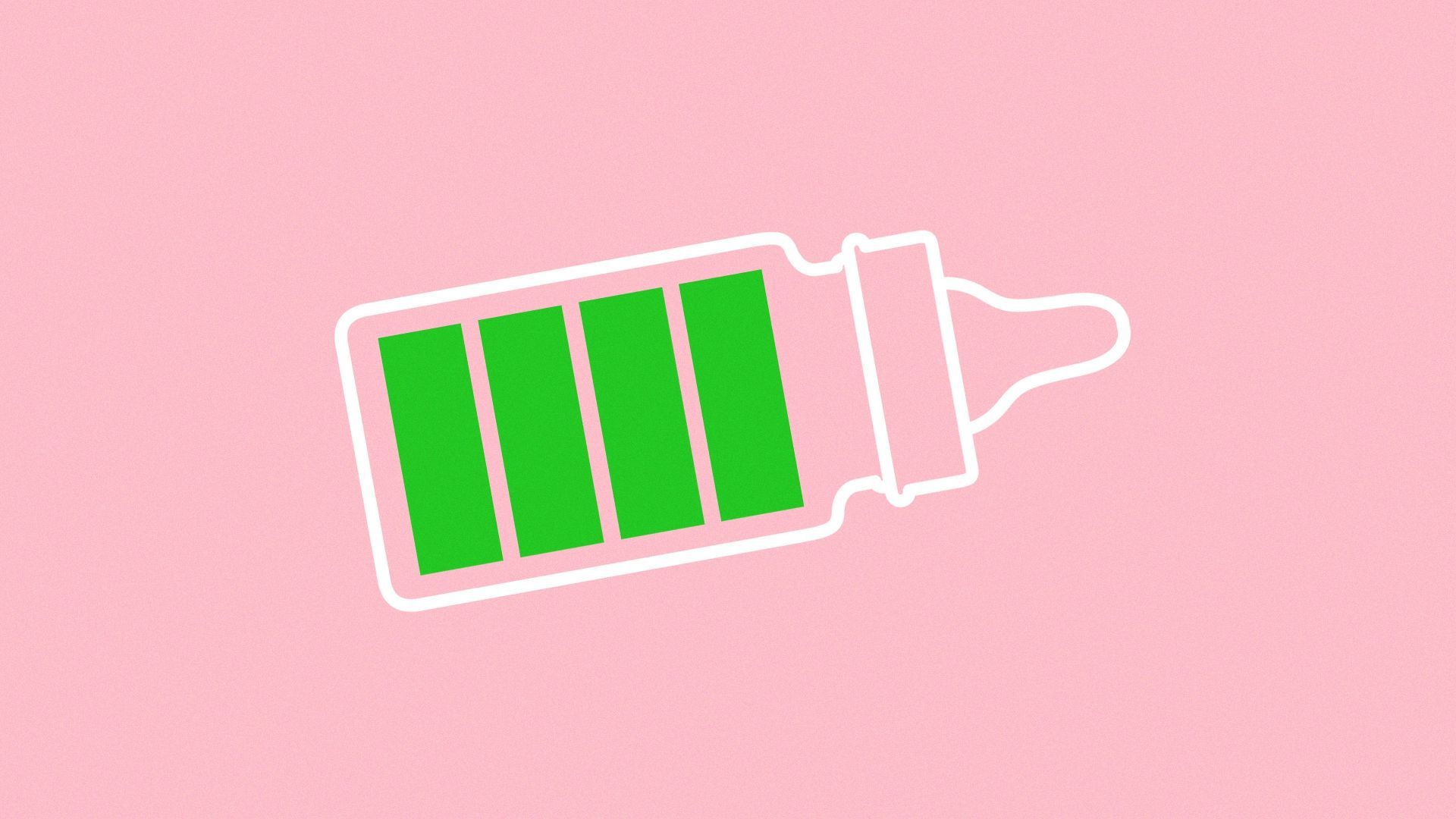 Illustration of a battery icon, but the outline is shaped like a bottle of milk.