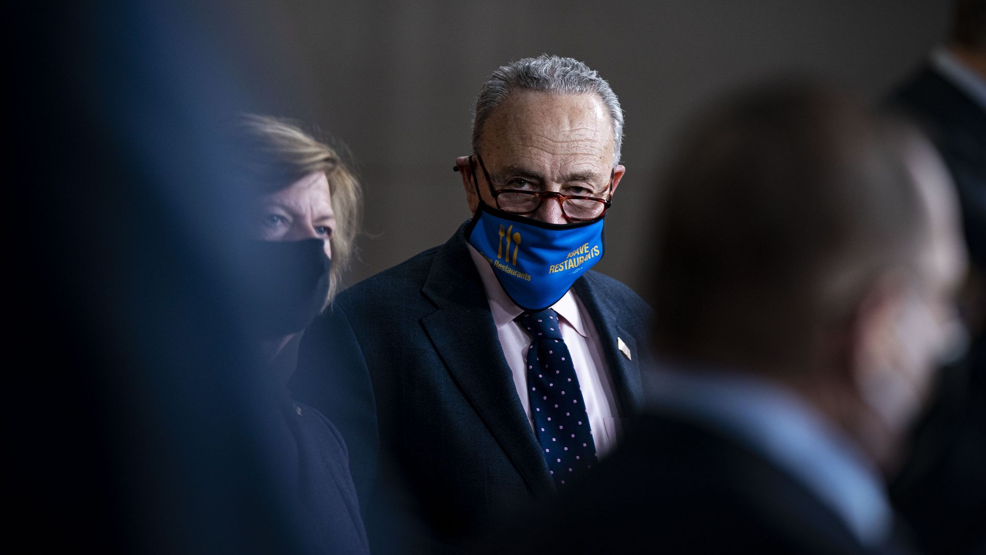 Senate Majority Leader Chuck Schumer is seen during a news conference Thursday.