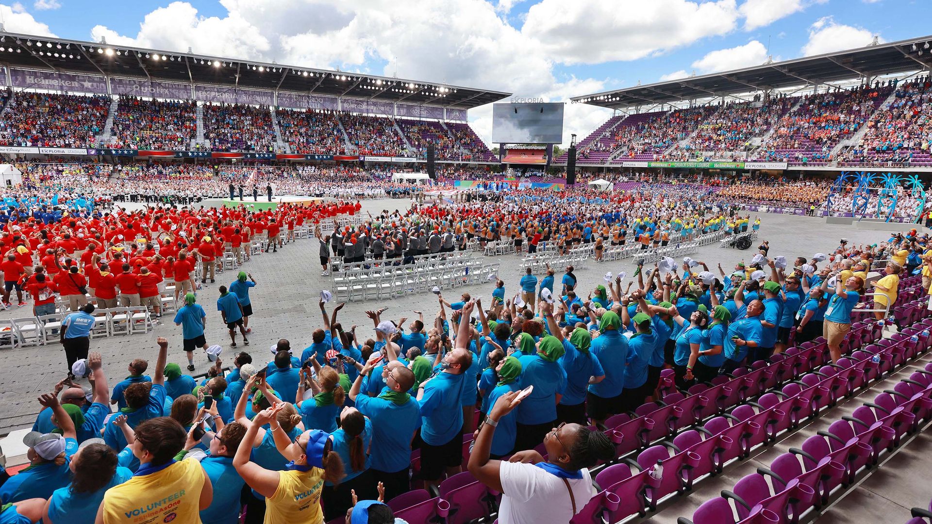 A stadium few of competitors and spectators at the 2022 Special Olympic USA Games in Orlando.