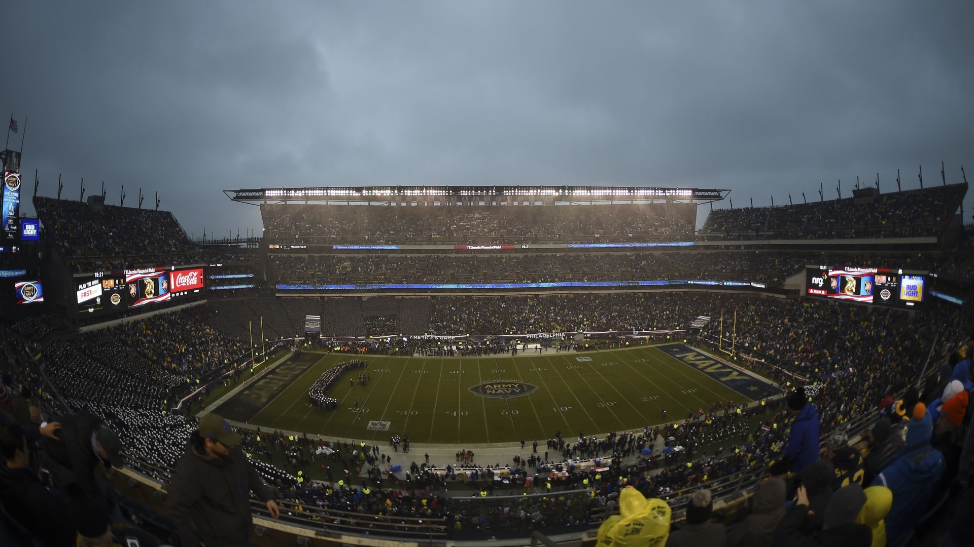 Aerial view of the Army Navy football game.