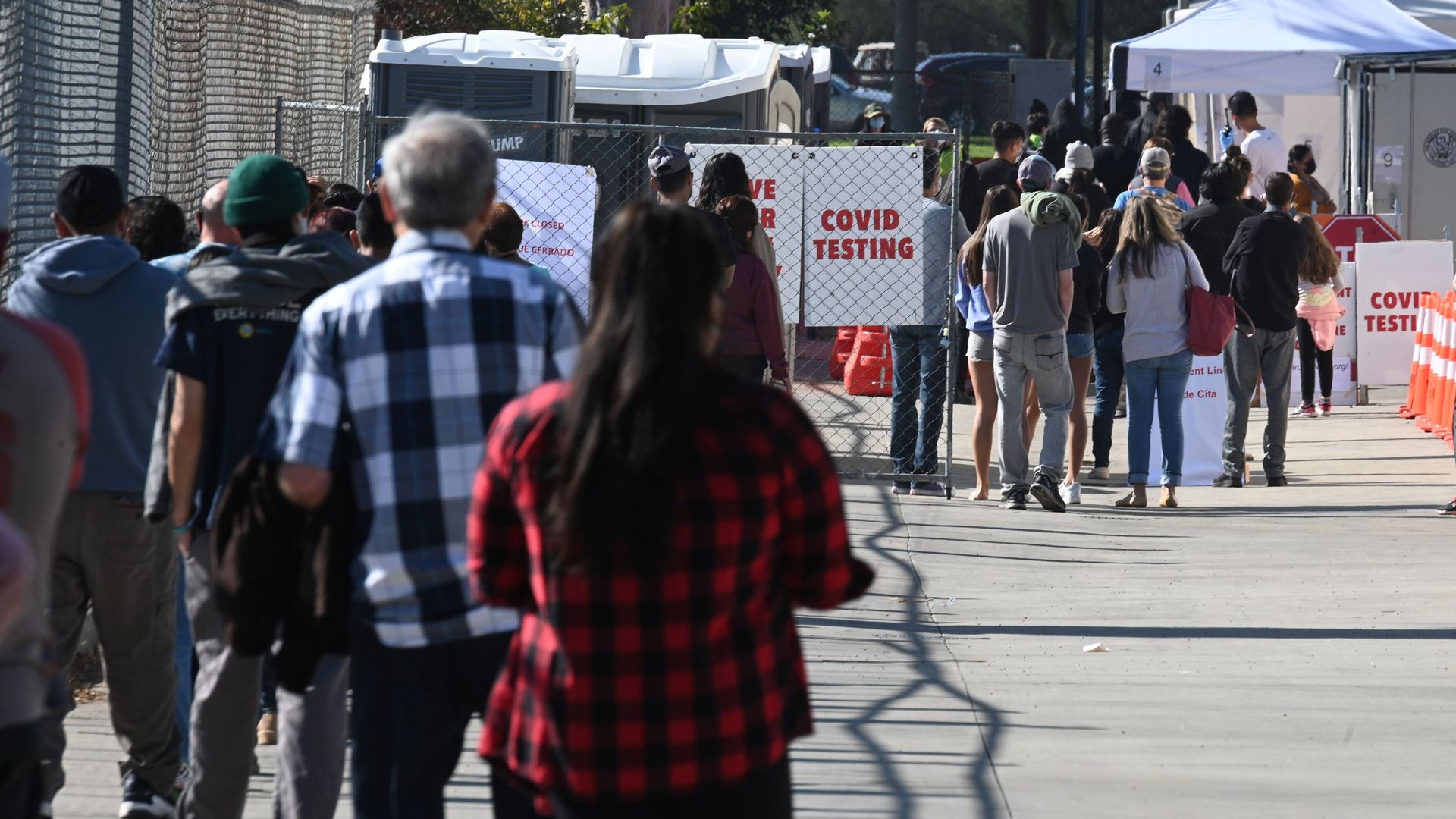 People in line at a coronavirus testing site in San Fernando, California, on Nov. 23.