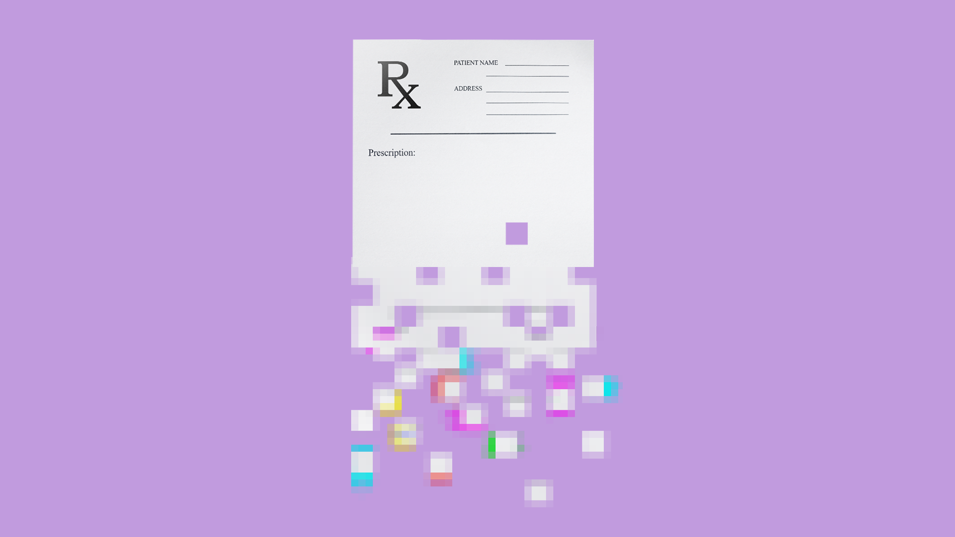 Illustration of a prescription paper being digitized.