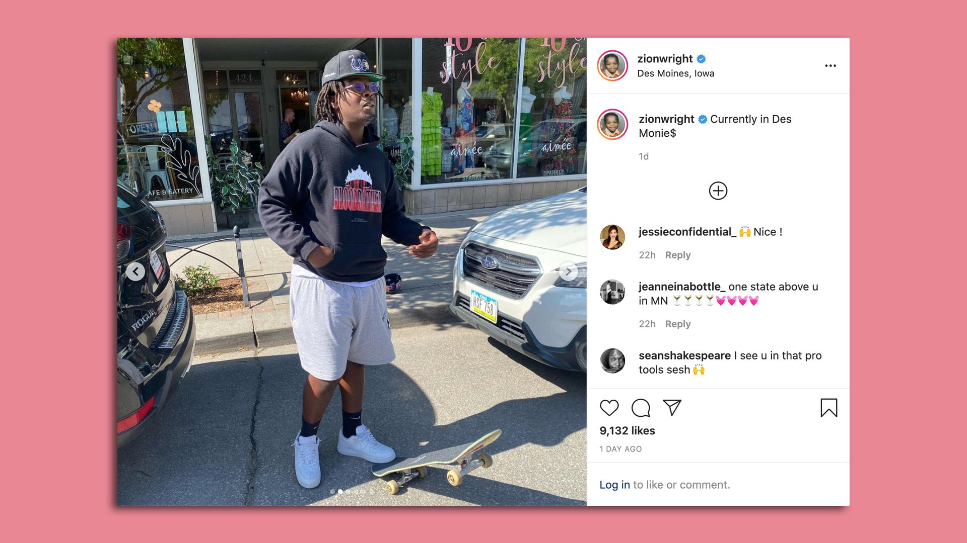 A screenshot of a post by Zion Wright.