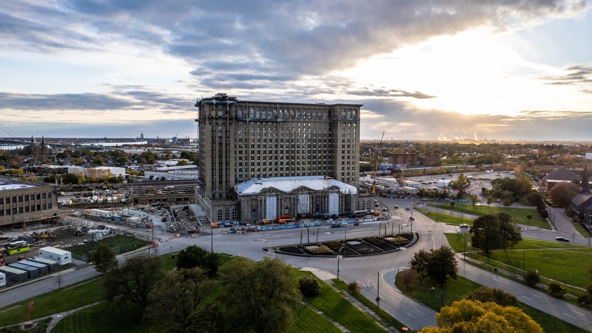 Image of Detroit's iconic Michigan Central train station, under renovation to become a new mobility research hub
