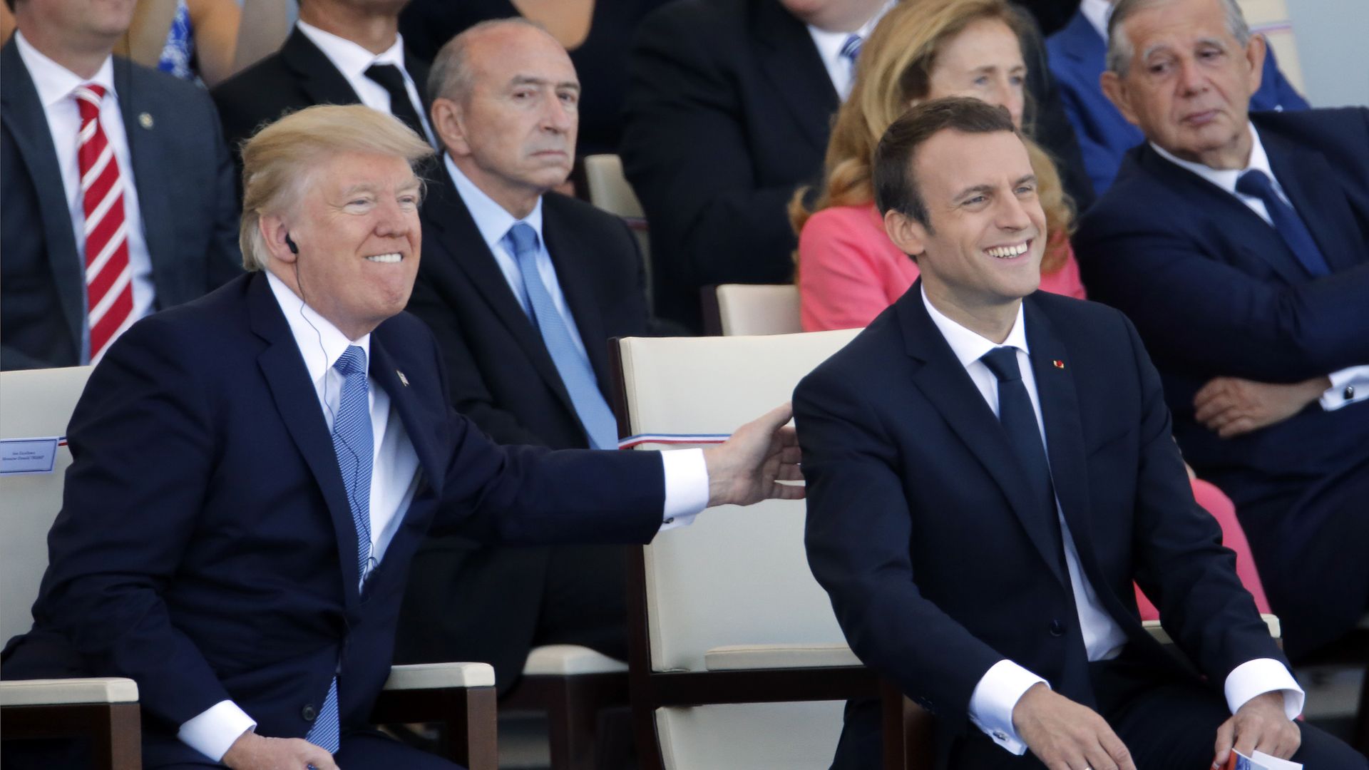U.S President Donald Trump and French President Emmanuel Macron attend the traditional Bastille day military parade. 