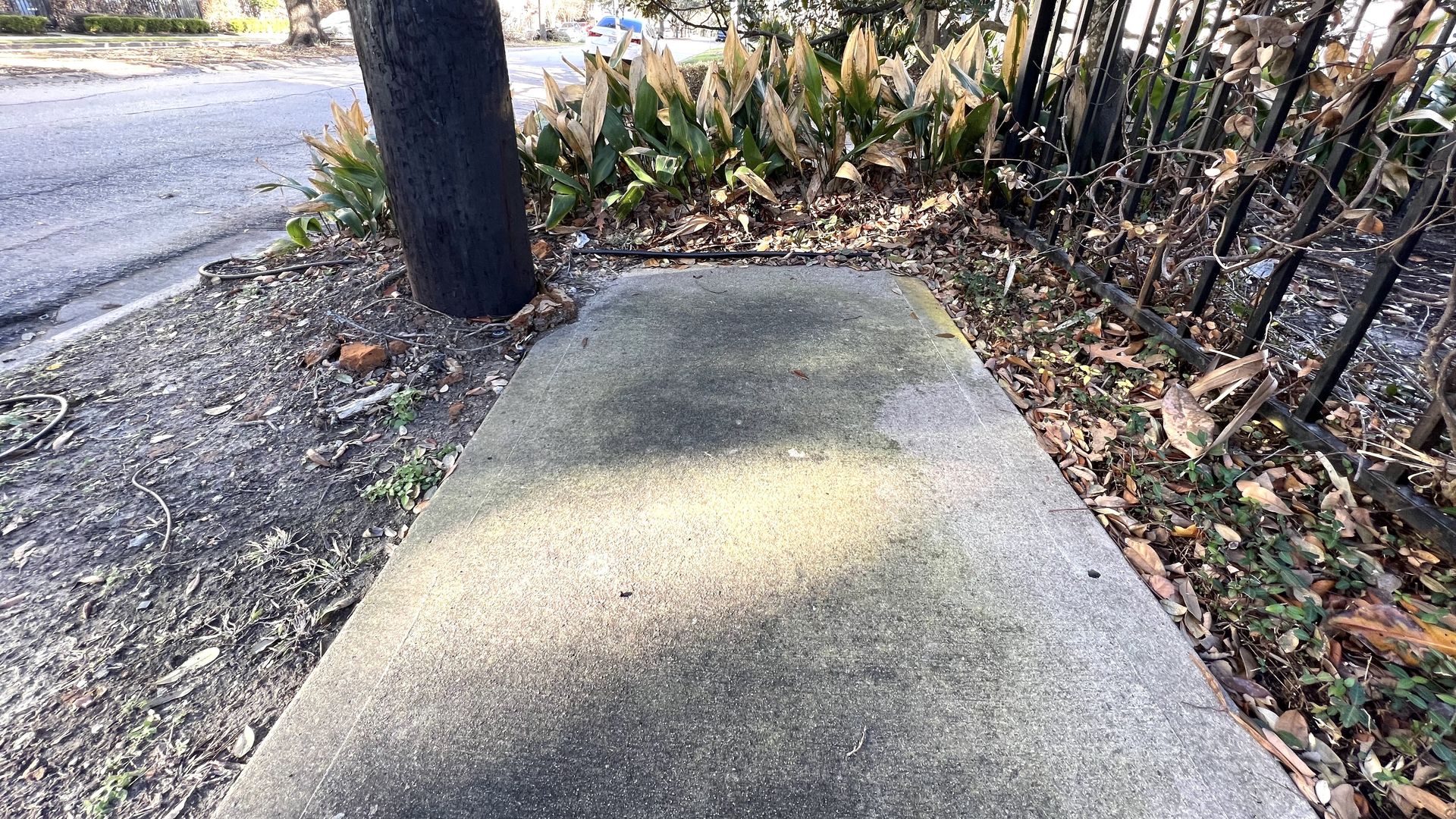 A sidewalk abruptly ends 
