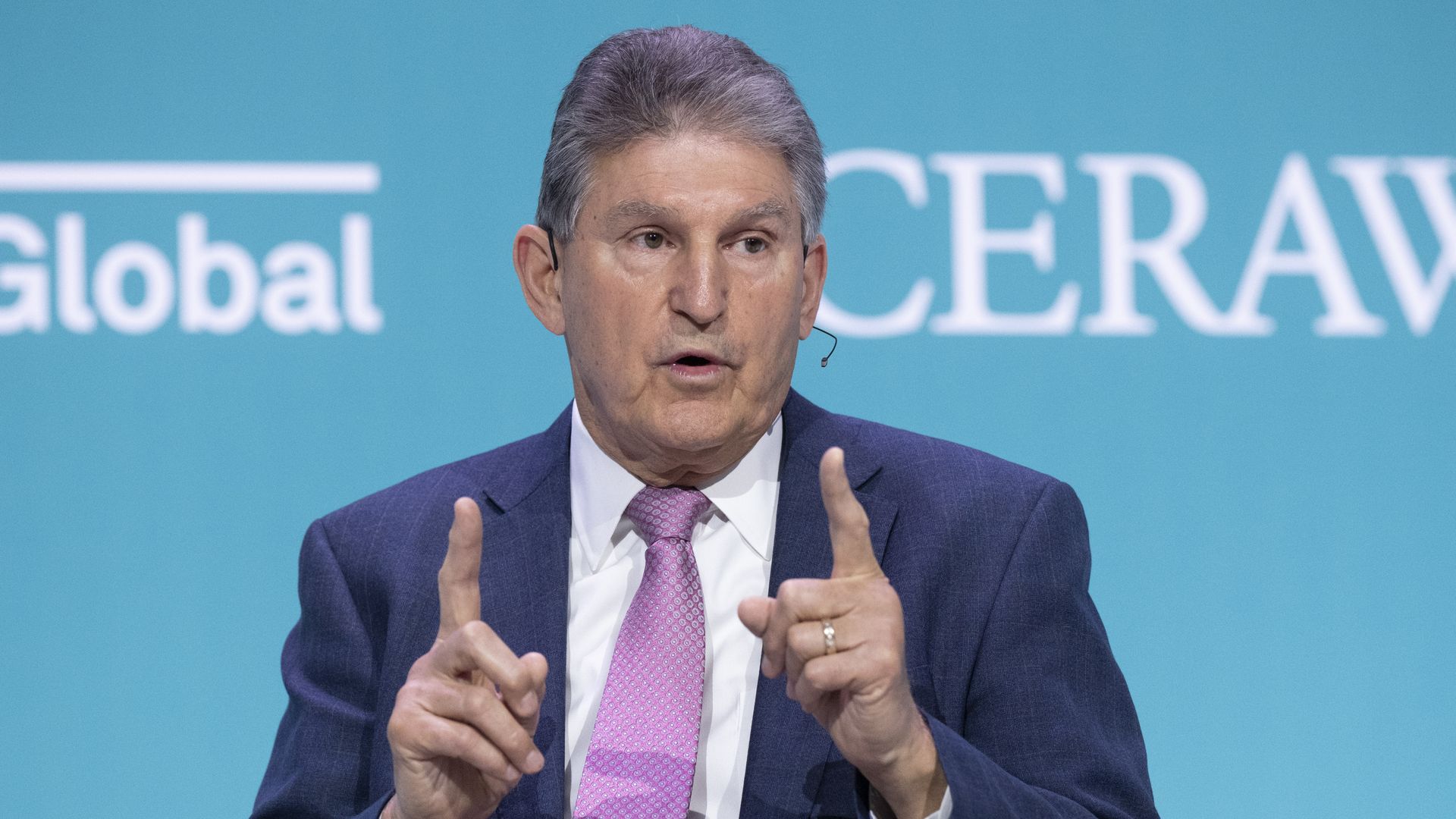 Sen. Joe Manchin (D-W.Va) speaking in Houston, Texas, on March 11.