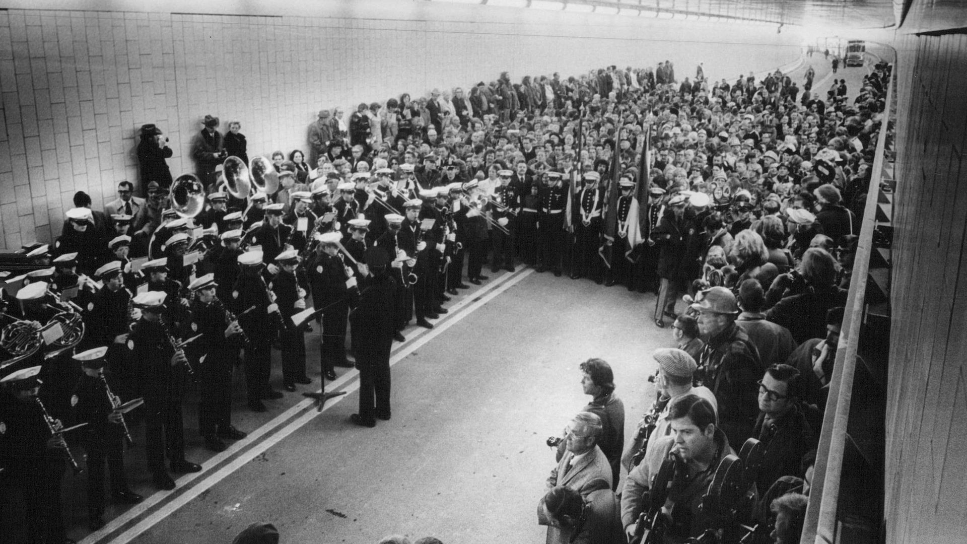 March 8, 1973: The dedication of the tunnel was a grand event that drew hundreds and a military band.
