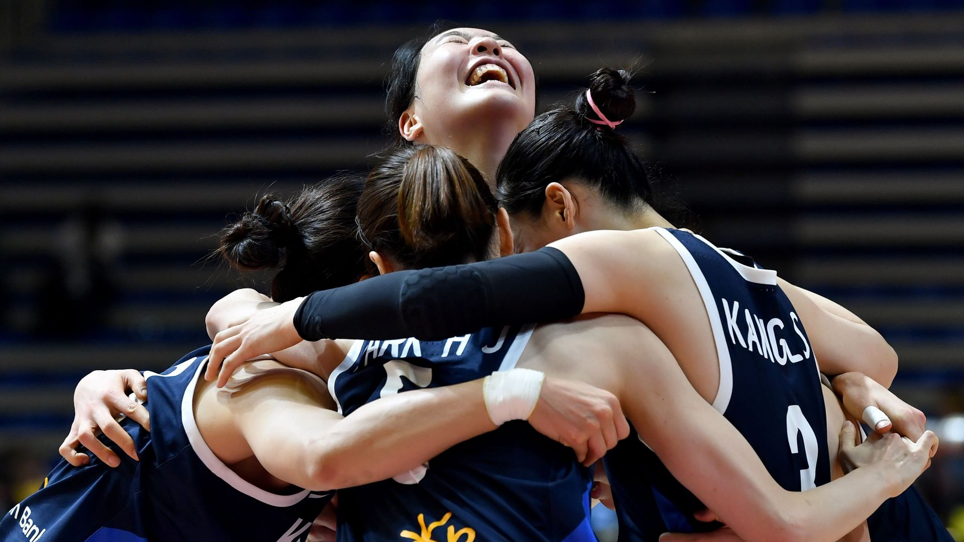 Members of South Korea's Olympic basketball team