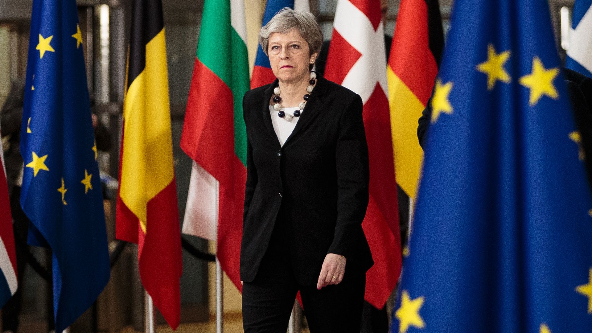 British Prime Minster Theresa May arrives at the Council of the European Union.