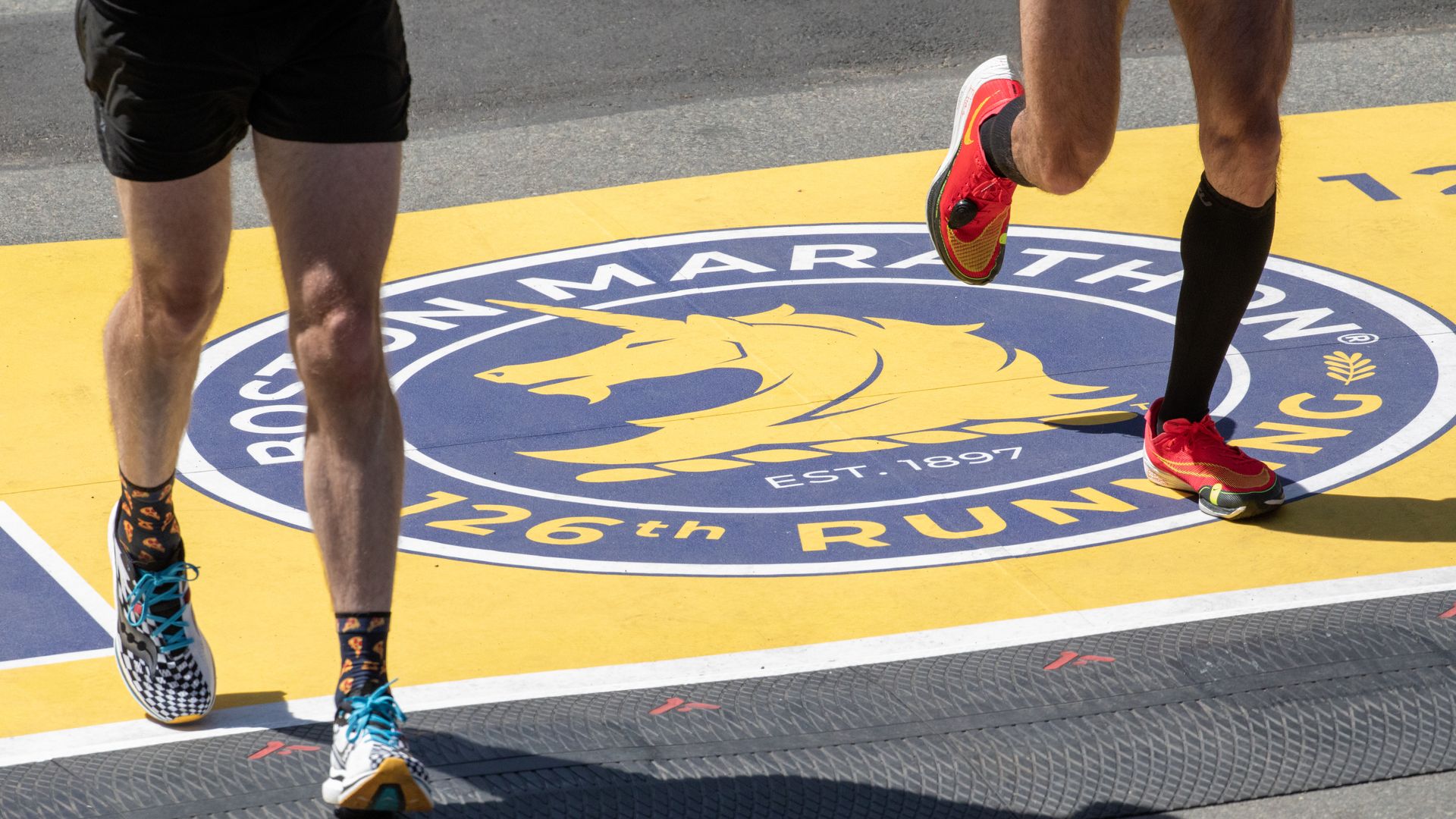 Athletes compete in the 126 Boston Marathon on April 18, 2022 in Boston, Massachusetts.
