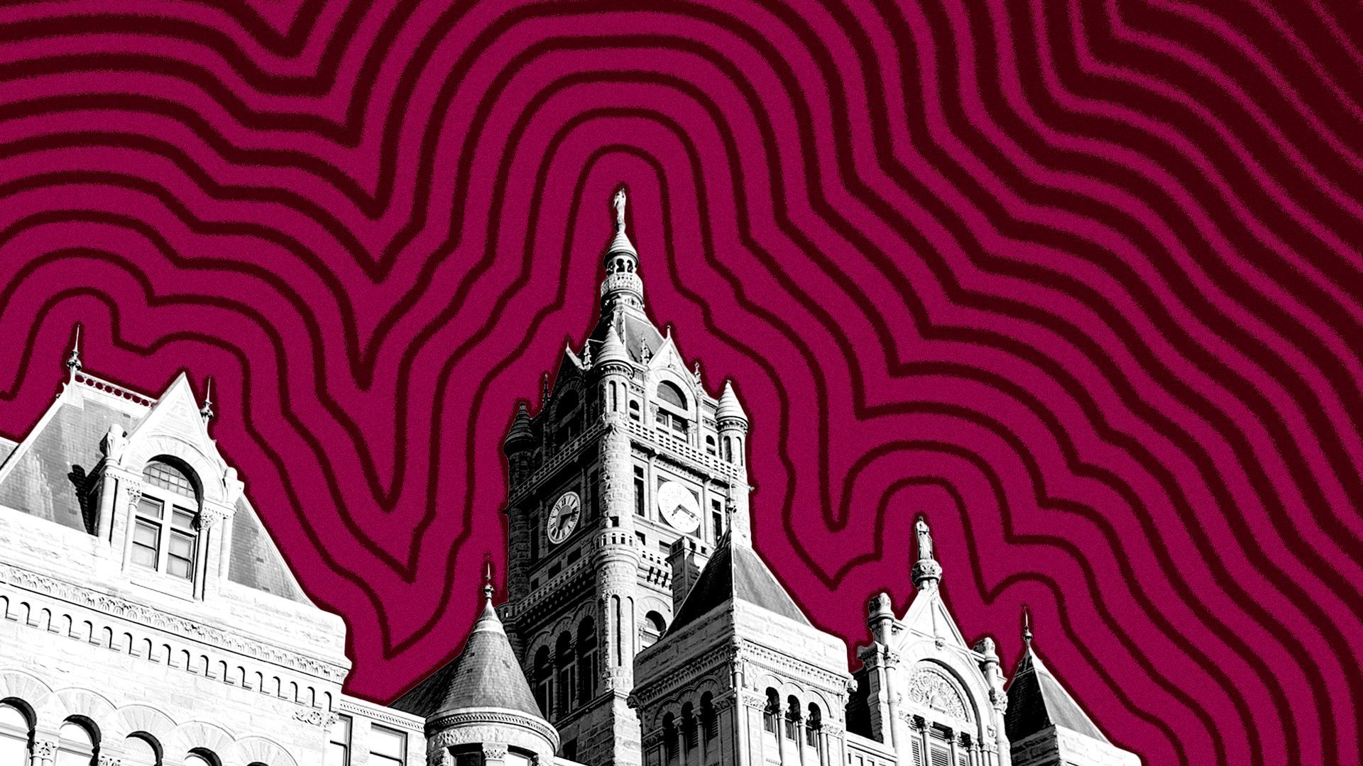 Illustration of the Salt Lake City & County Building with lines radiating from it.