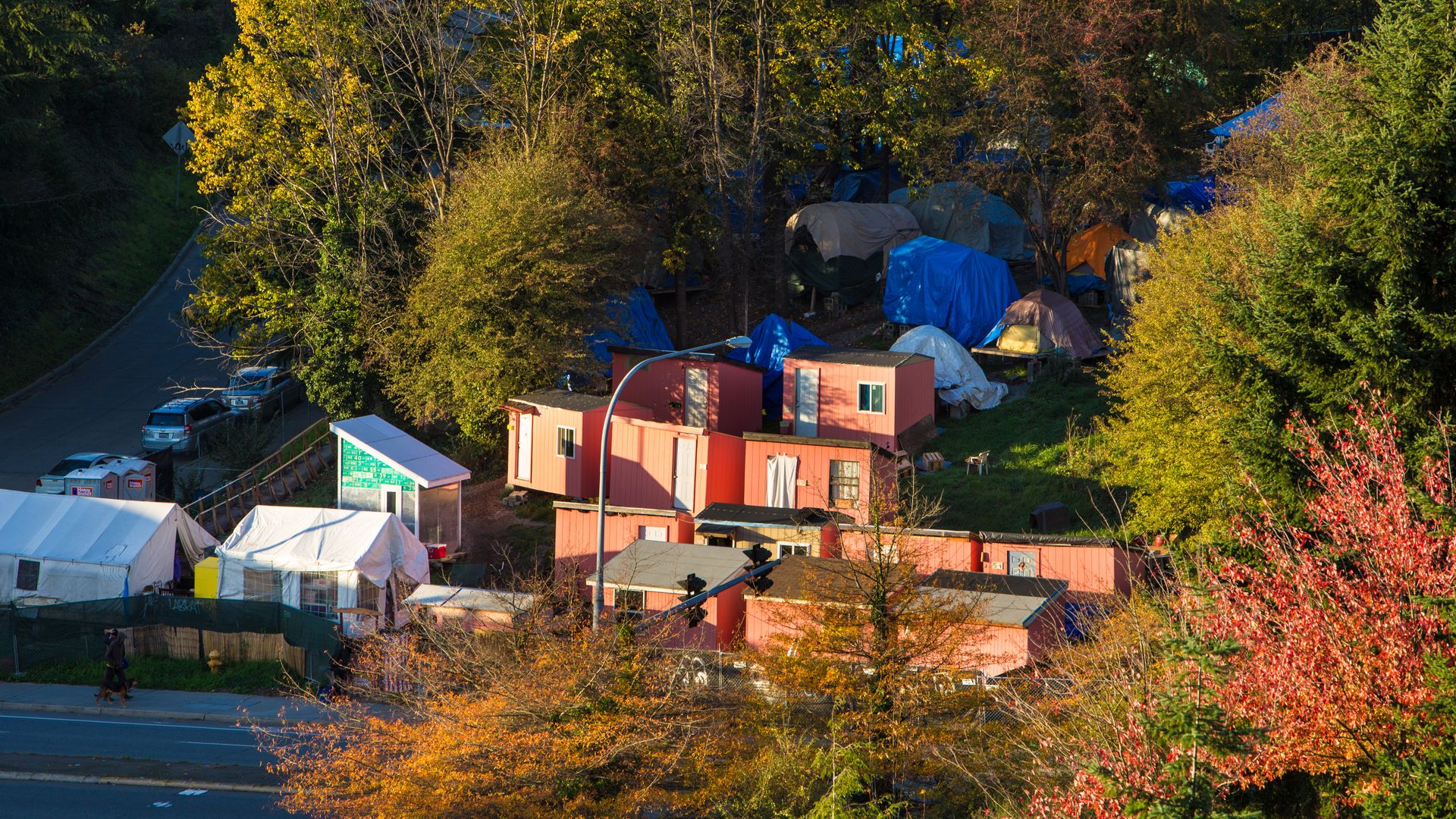 A homeless encampment known as Nickelsville, in Seattle, Washington.