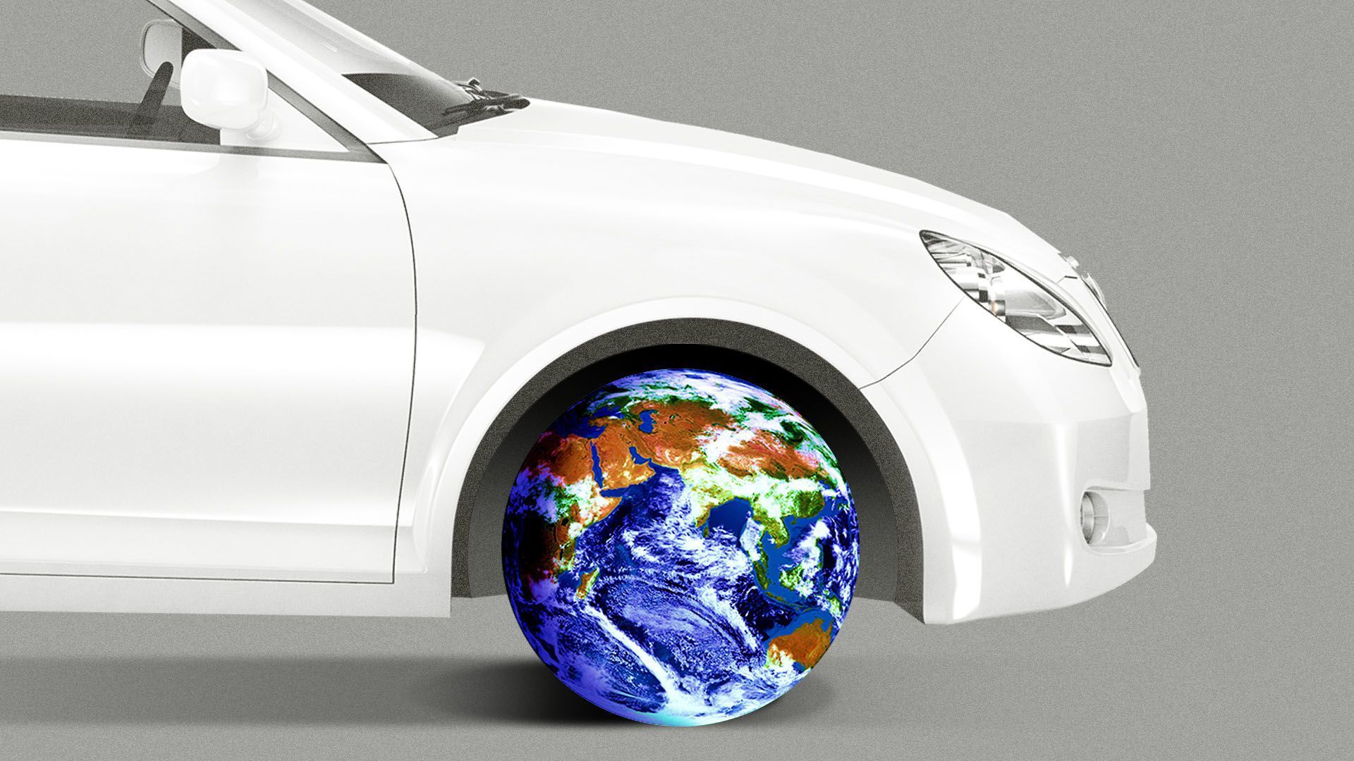 Illustration of the world as a car wheel.