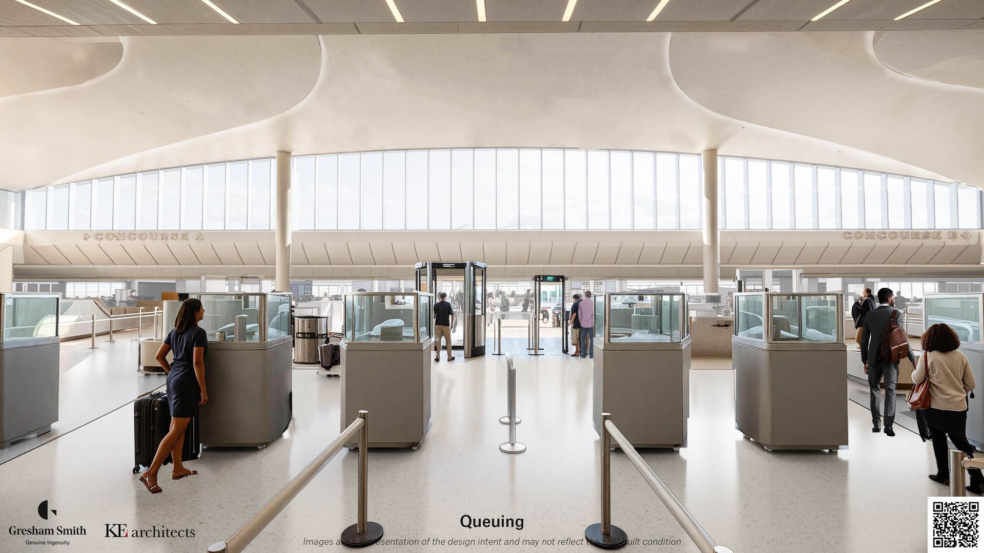a rendering of RIC's new, swanky airy and white TSA checkpoint 