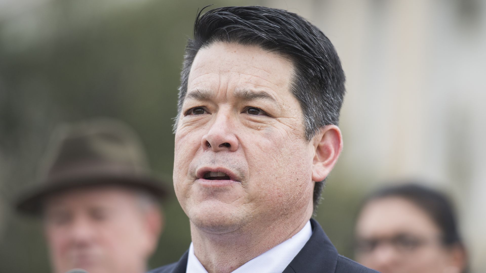 Rep. T.J. Cox, D-Calif., conducts a news conference.