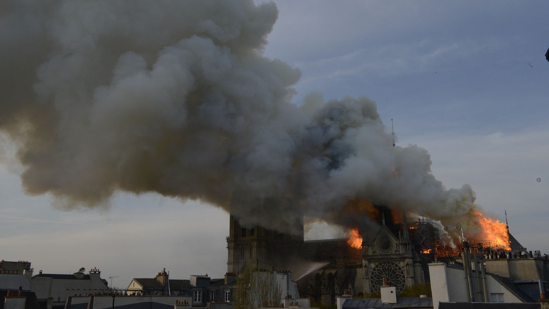 An image of the fire at Notre Dame in Paris
