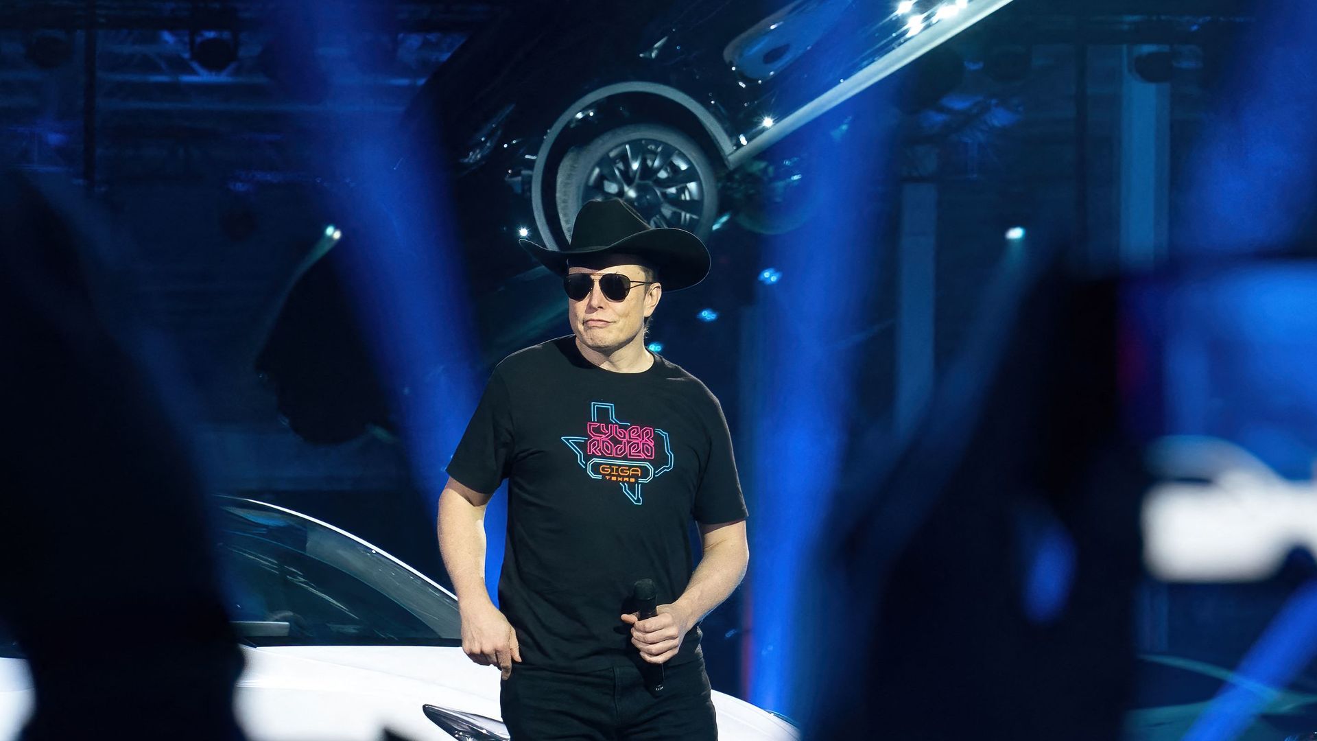 CEO of Tesla Motors Elon Musk speaks at the Tesla Giga Texas manufacturing "Cyber Rodeo" grand opening party on April 7, 2022 in Austin, Texas. 