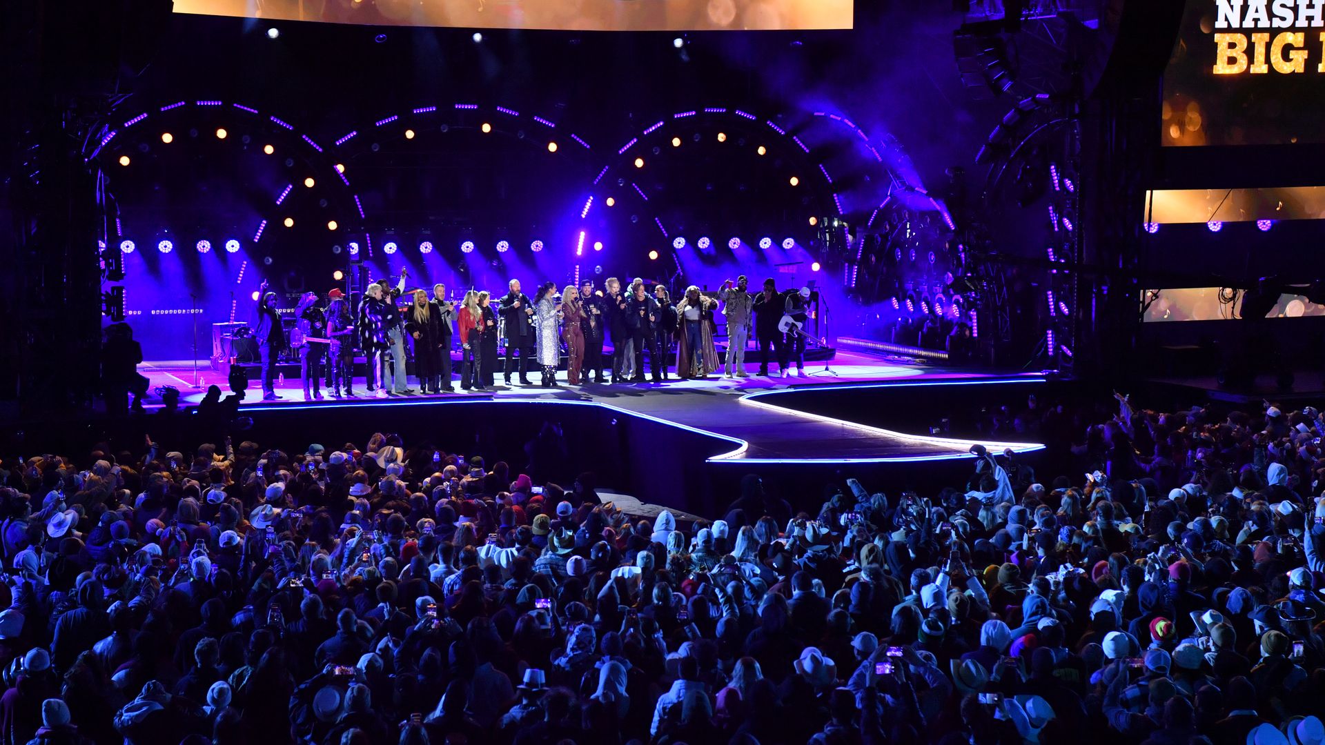 Musicians perform during Nashville's New Year's Eve party in 2024. 