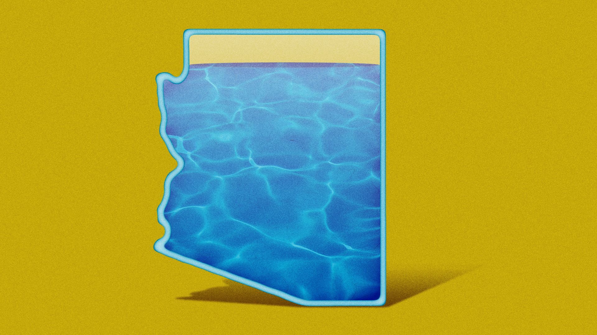 Illustration of the state of Arizona mostly filled with water. 