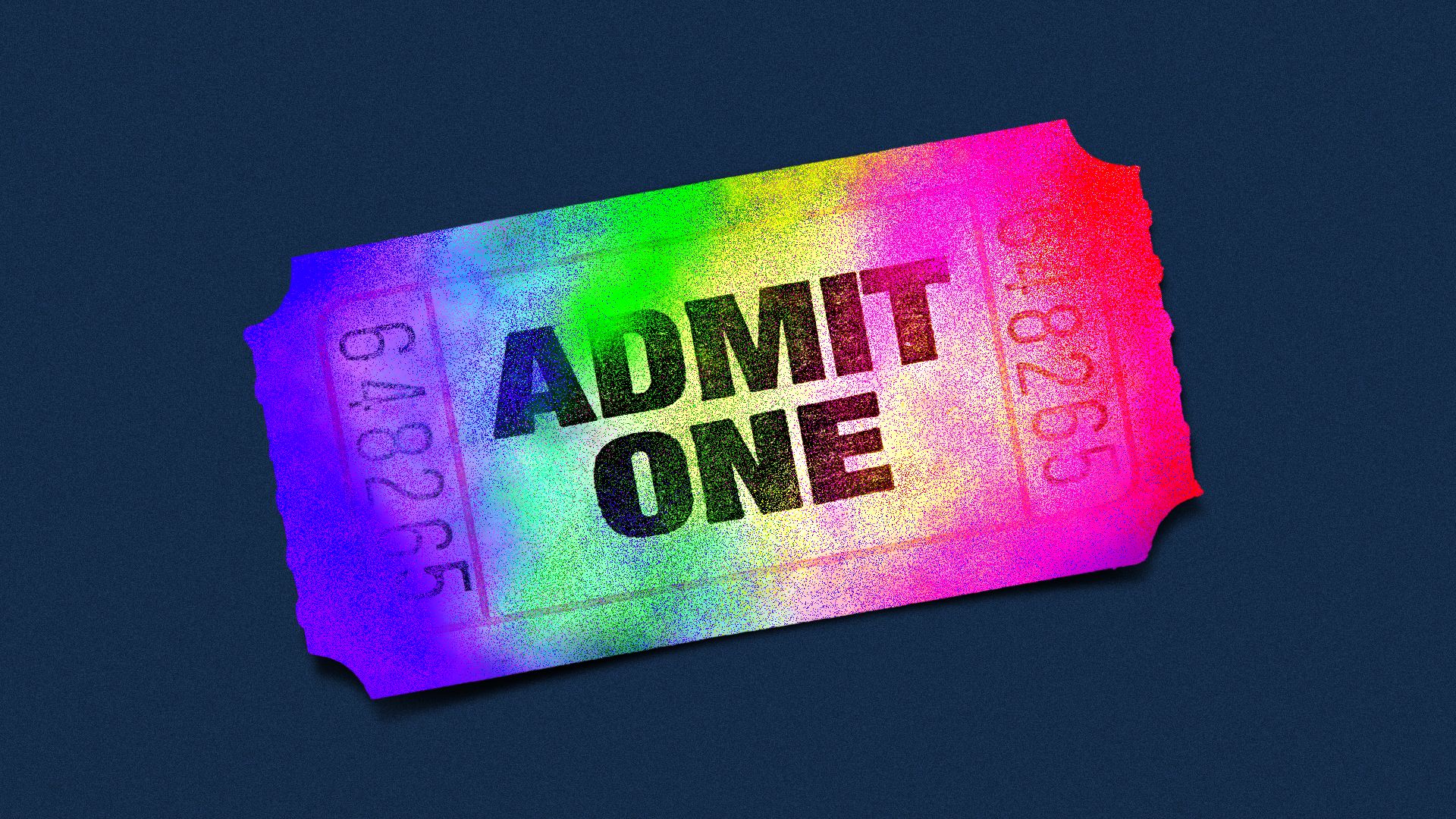 an illustration of a ticket that has been stained with colorful gulal dye 