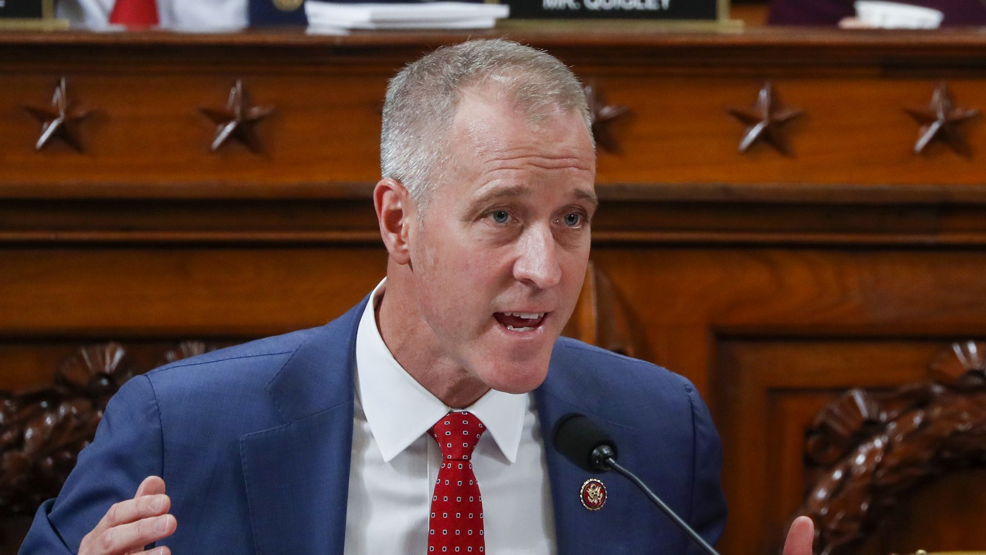 Rep. Sean Patrick Maloney (D-NY) questions U.S. Ambassador to the European Union Gordon Sondland during a House Intelligence Committee hearing as part of the impeachment inquiry into U.S. President Donald in the Longworth House Office Building on Capitol Hill