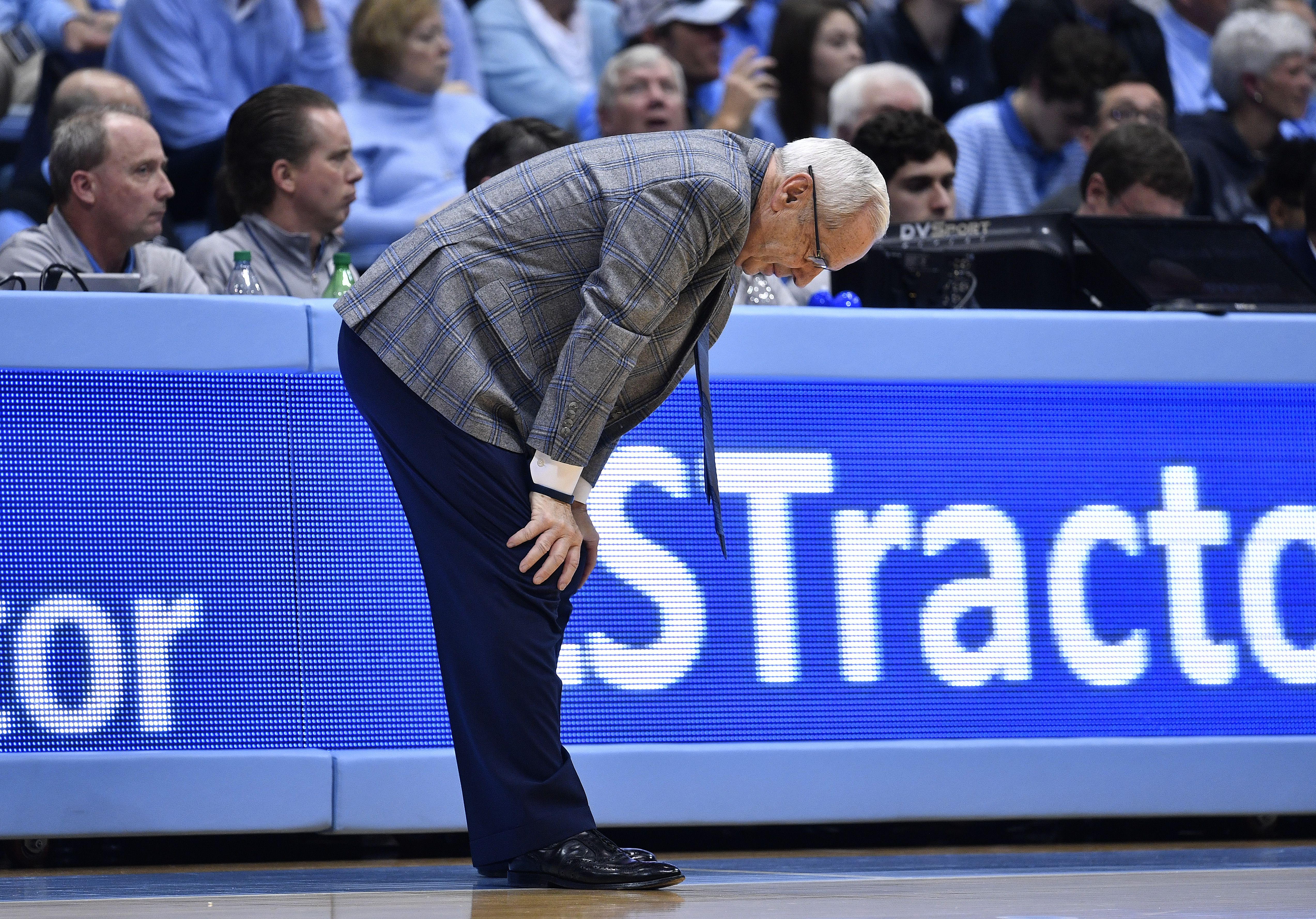 Roy Williams hunched over