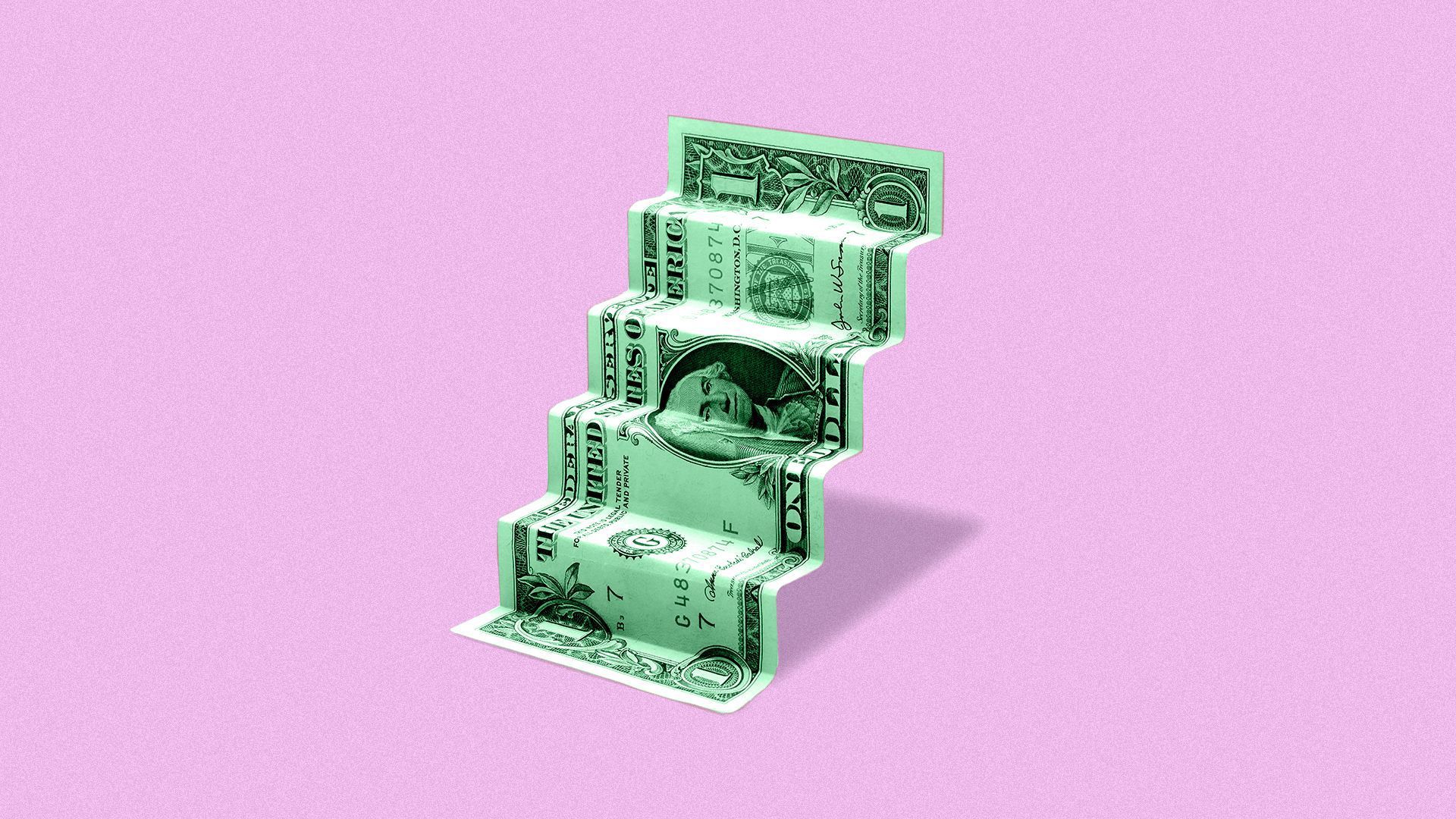 This illustration shows a ladder made of a dollar bill